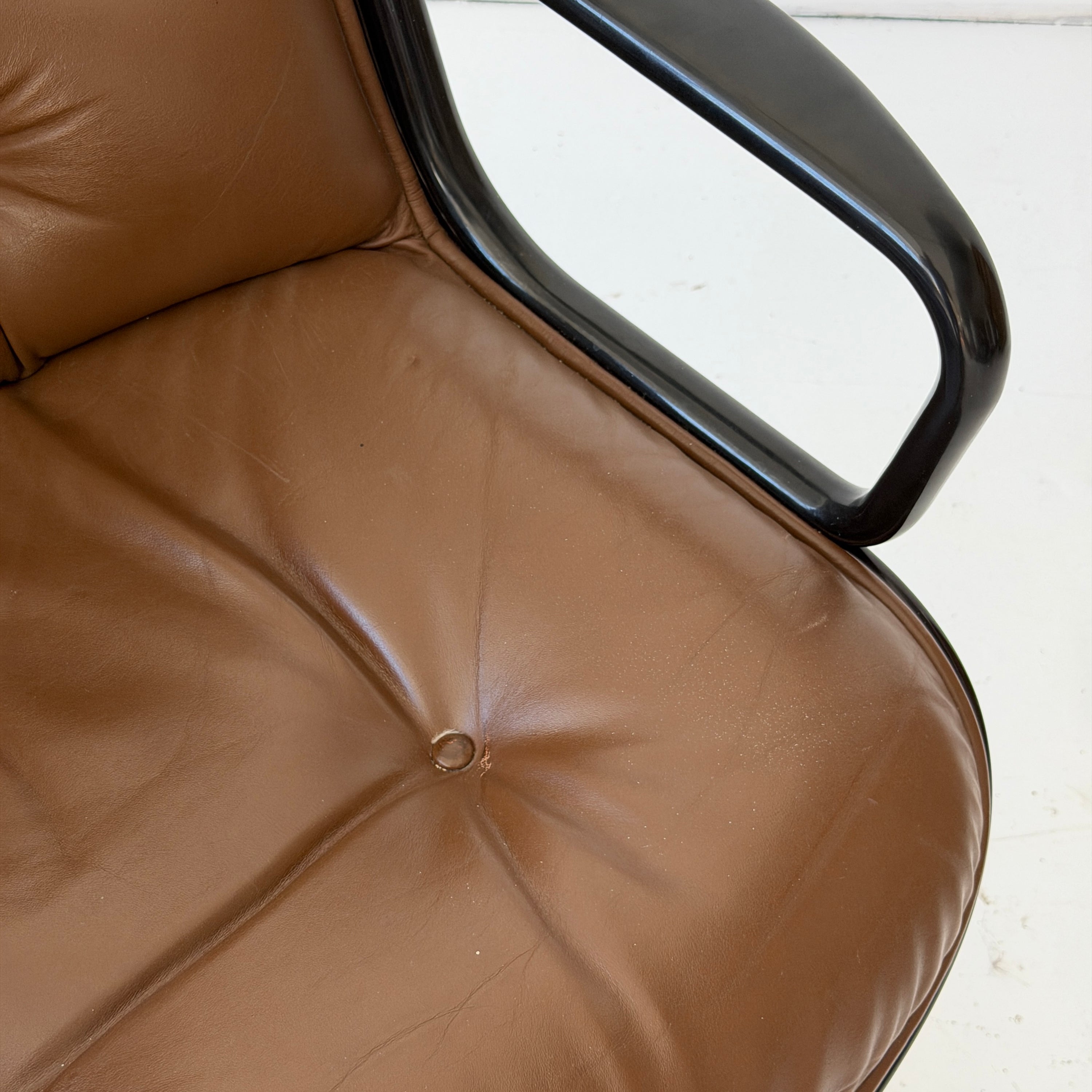 Brown Leather Pollock Desk Chair by Charles Pollock for Knoll
