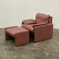 Mauve Leather Lounge Chair/Ottoman