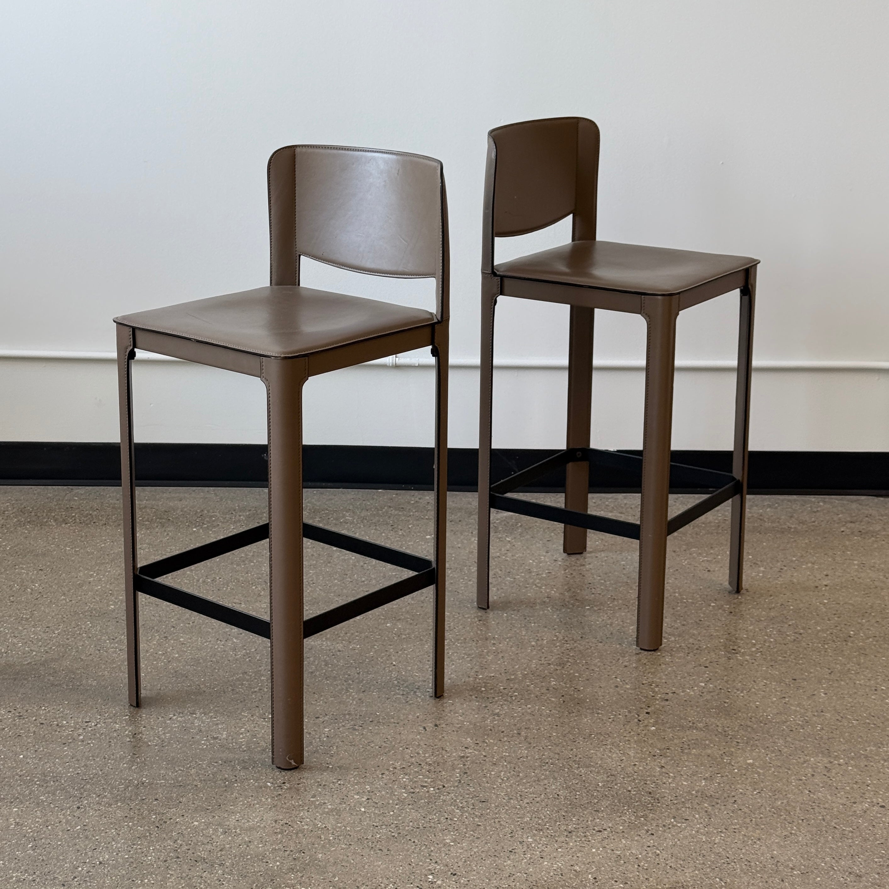 Italian Leather Bar Stools by Matteo Grassi