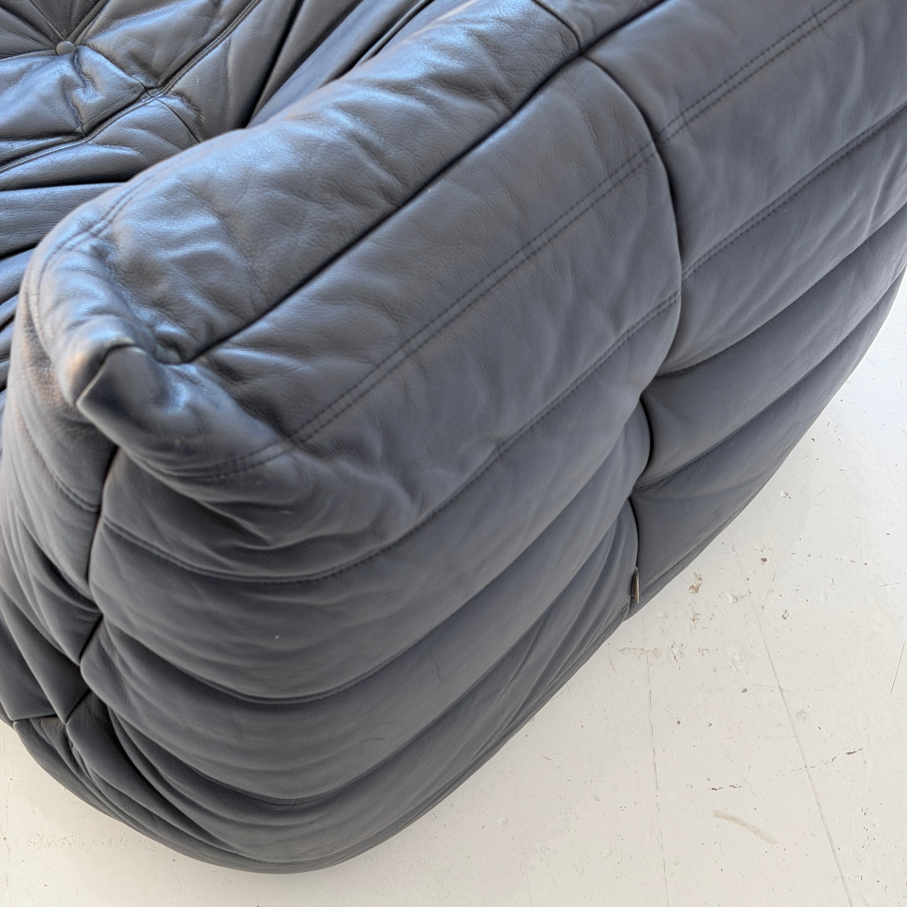 Togo Lounge Chair by Michel Ducaroy for Ligne Roset in Navy Leather