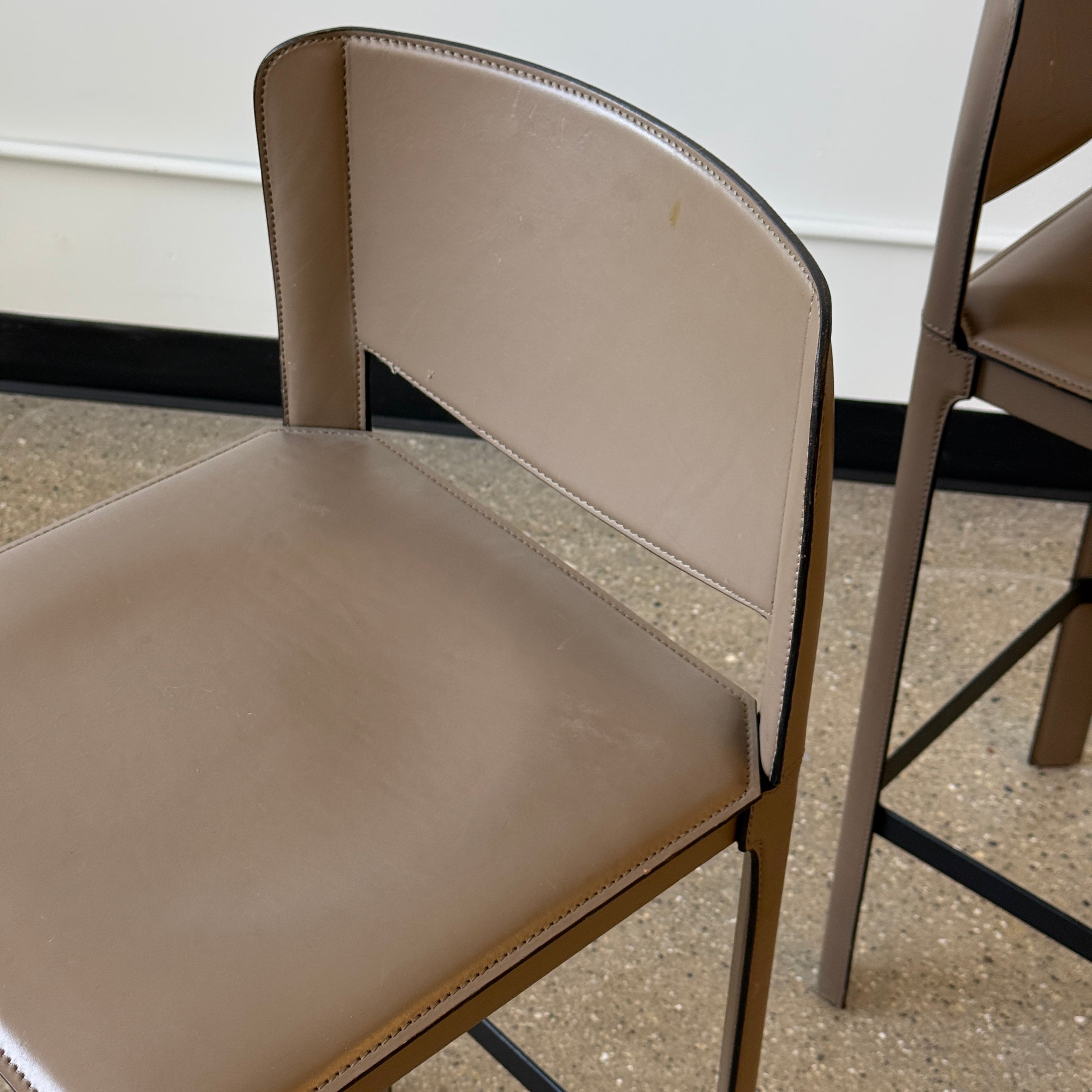 Italian Leather Bar Stools by Matteo Grassi