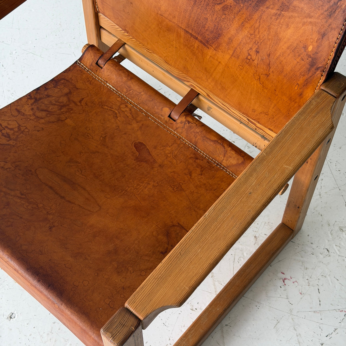 Patinated Leather Lounge Chair by Karin Mobring