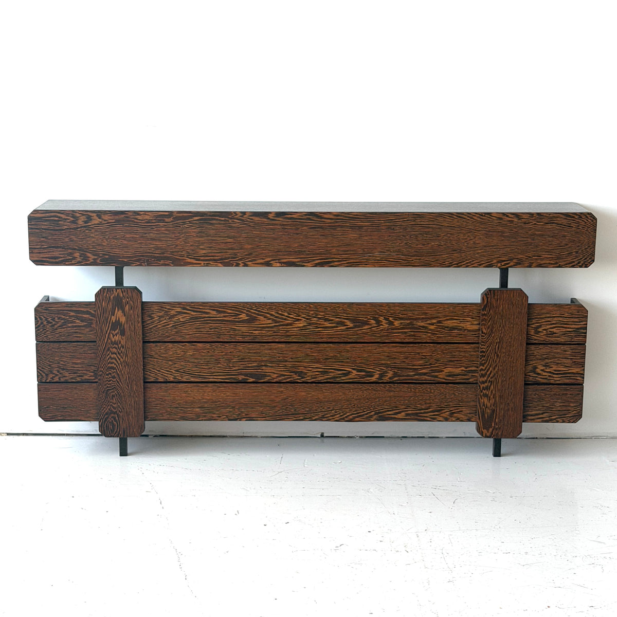 Belgian Wenge Wood Brutalist Console Table