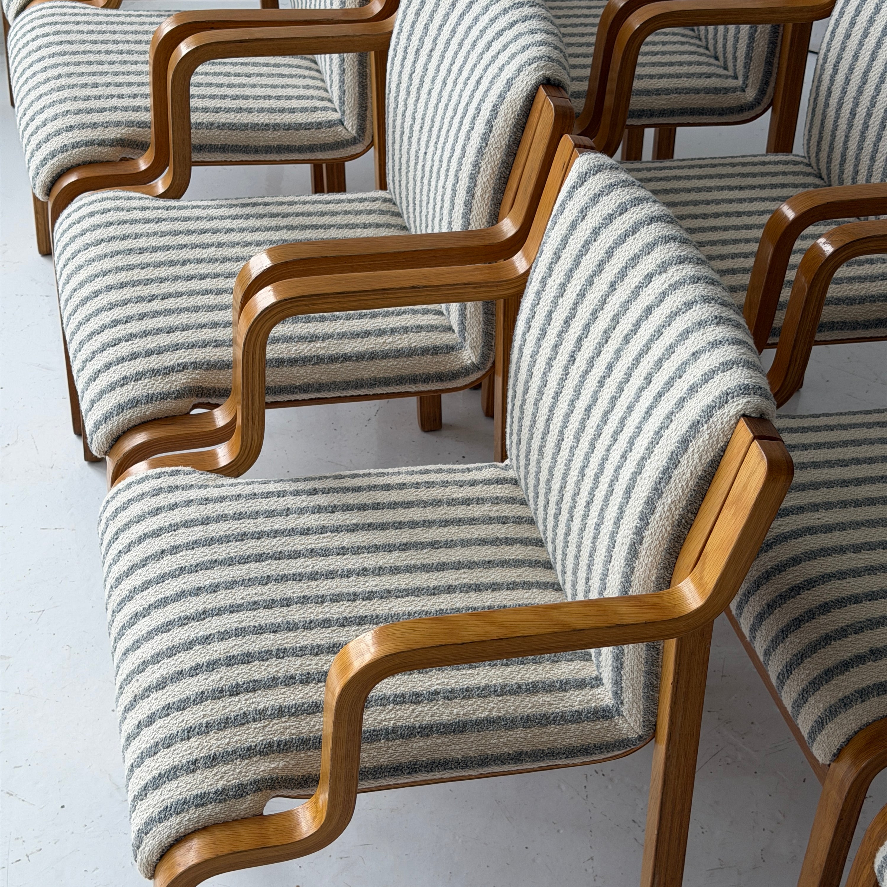 Finnish Bentwood Striped Armchairs by Stendig