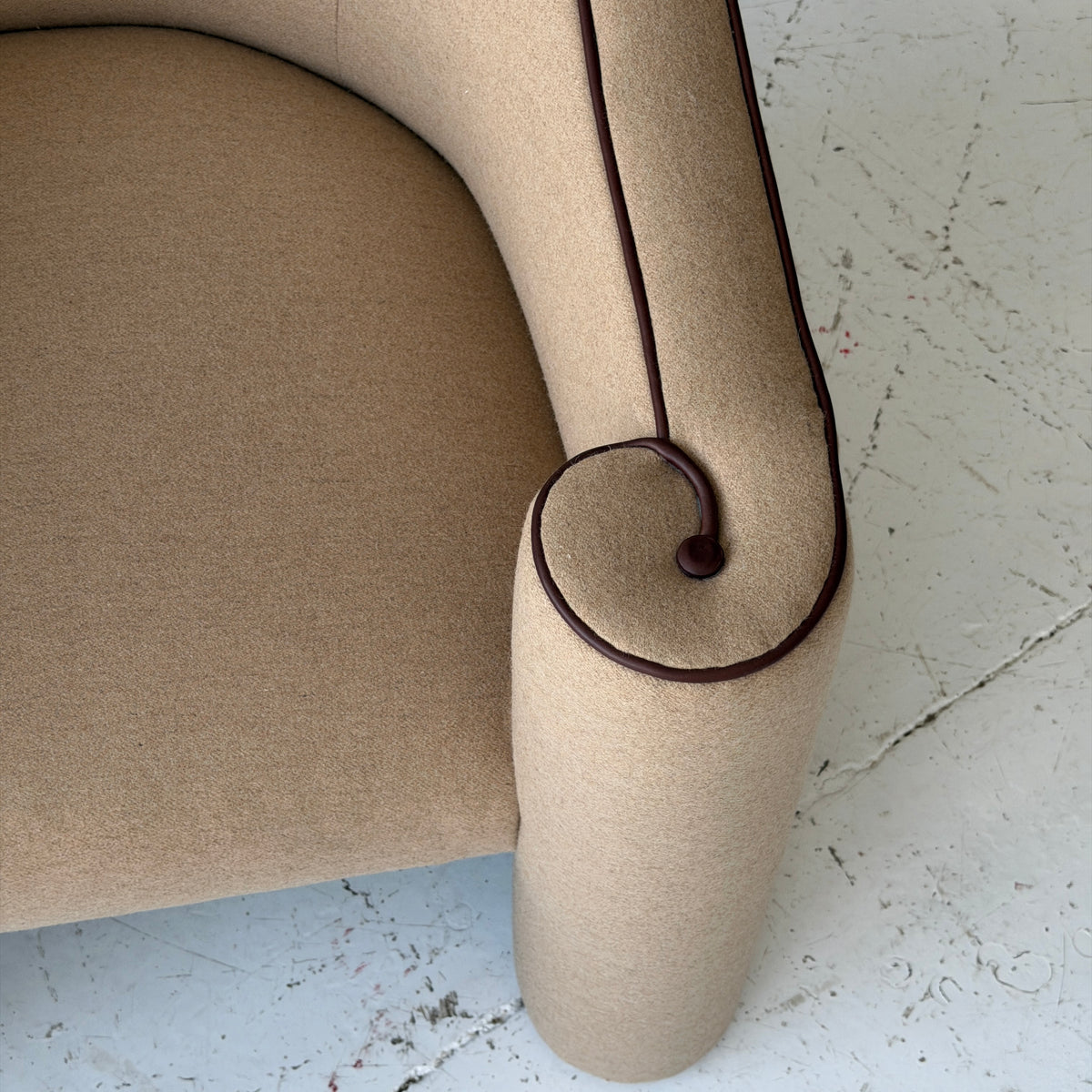 Asymmetrical Scroll Arm Lounge Chairs