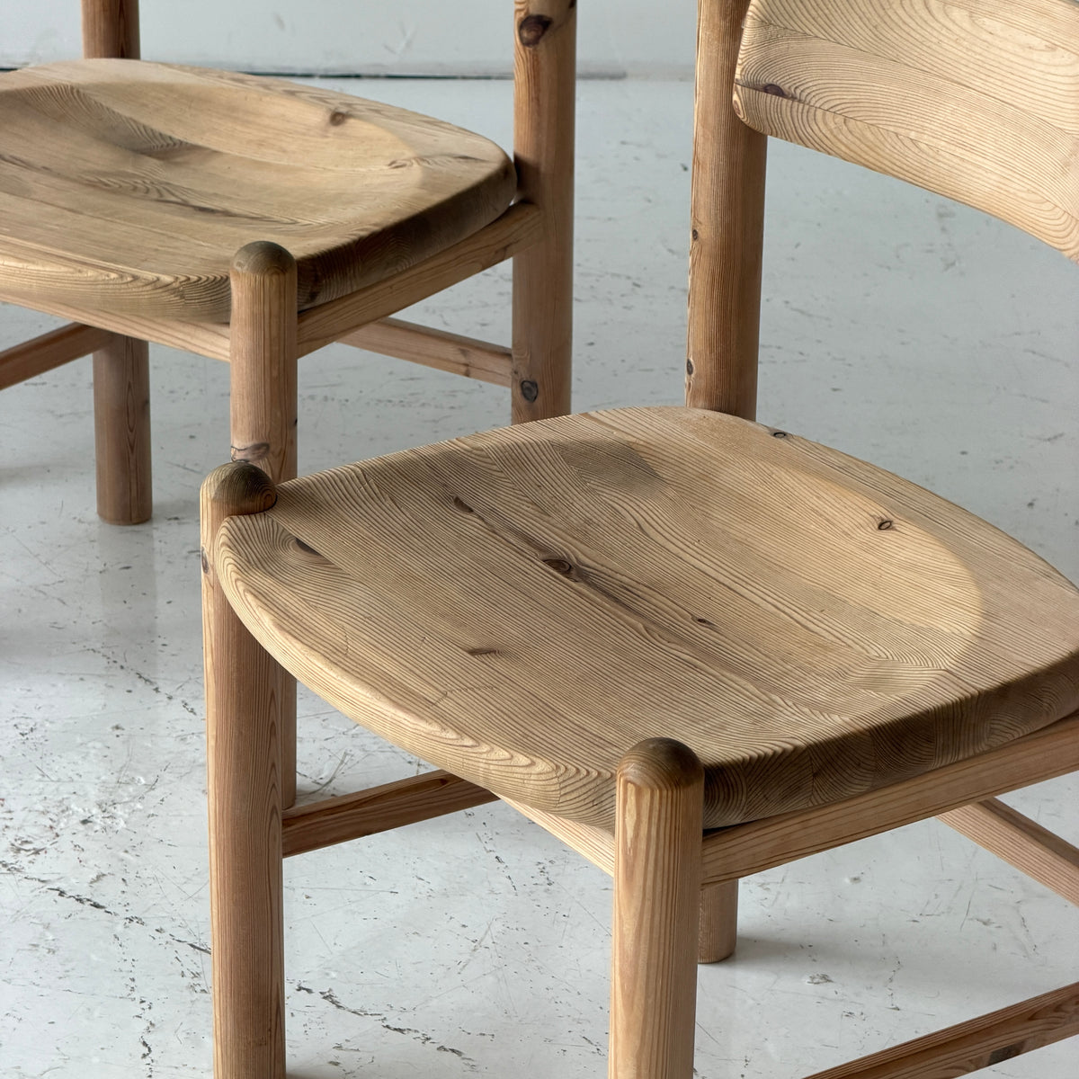Pine Brutalist Dining Chairs by Rainier Daumillier