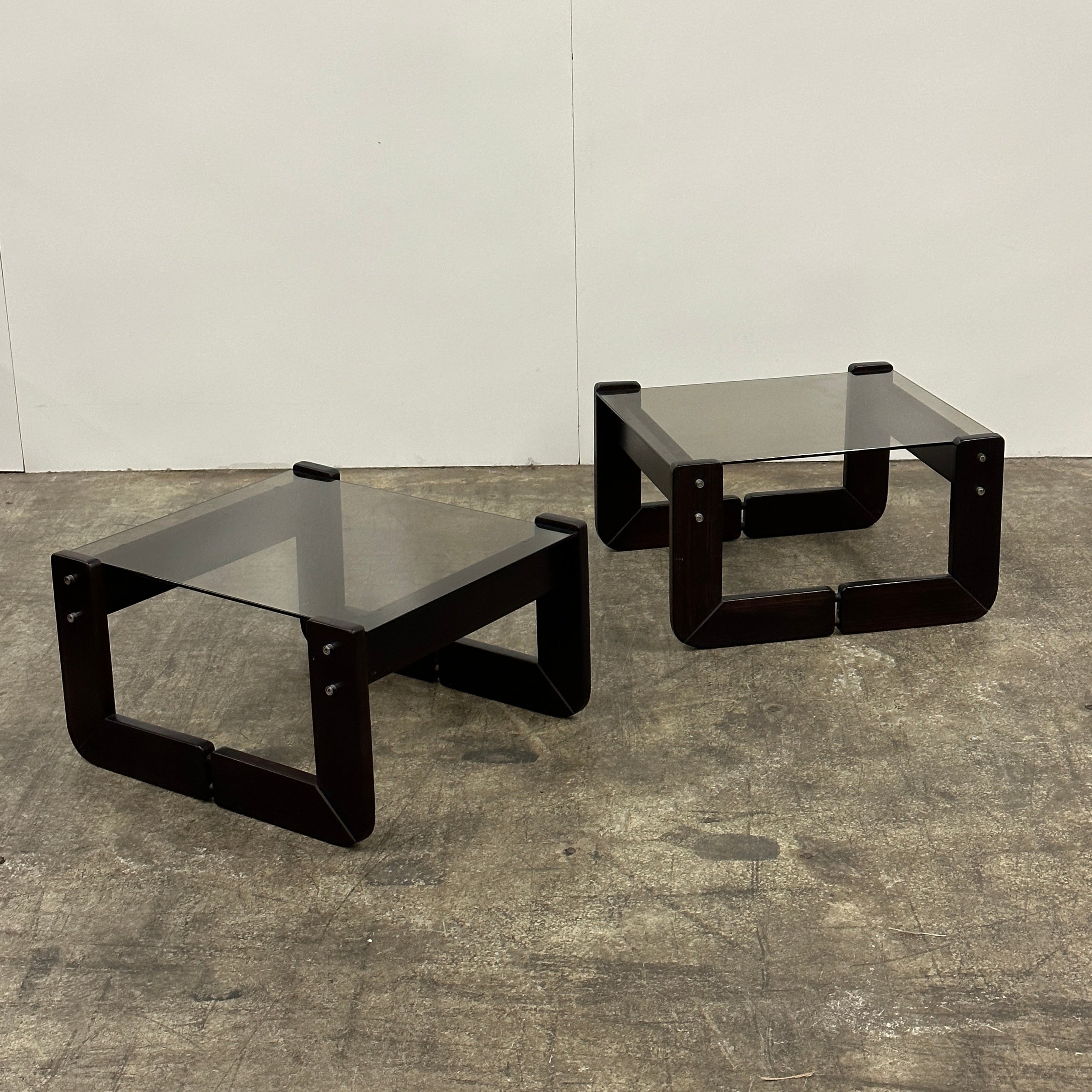 Brazilian Smoked Glass Tables by Percival Lafer