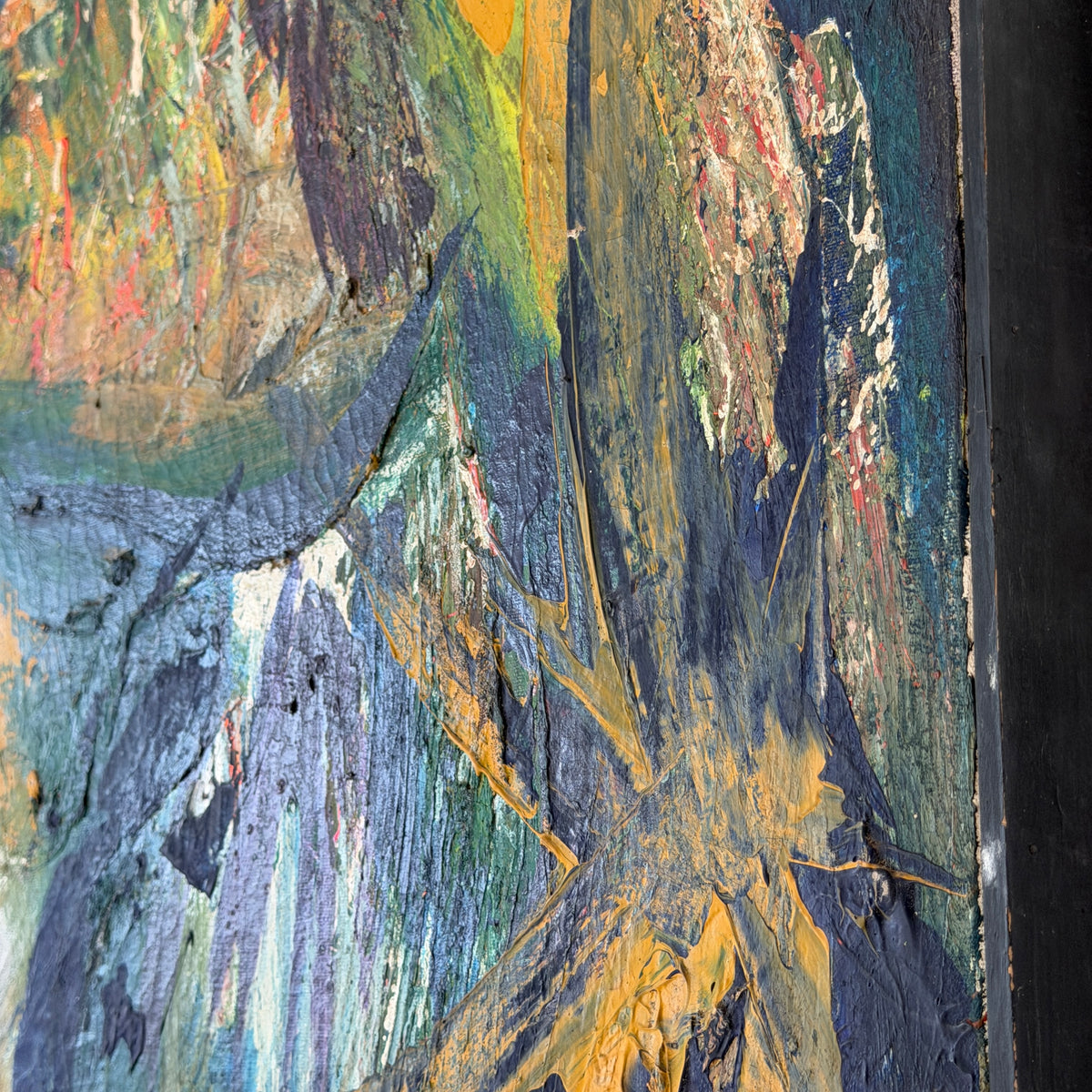 Abstract Acrylic on Canvas Painting Signed Estelle