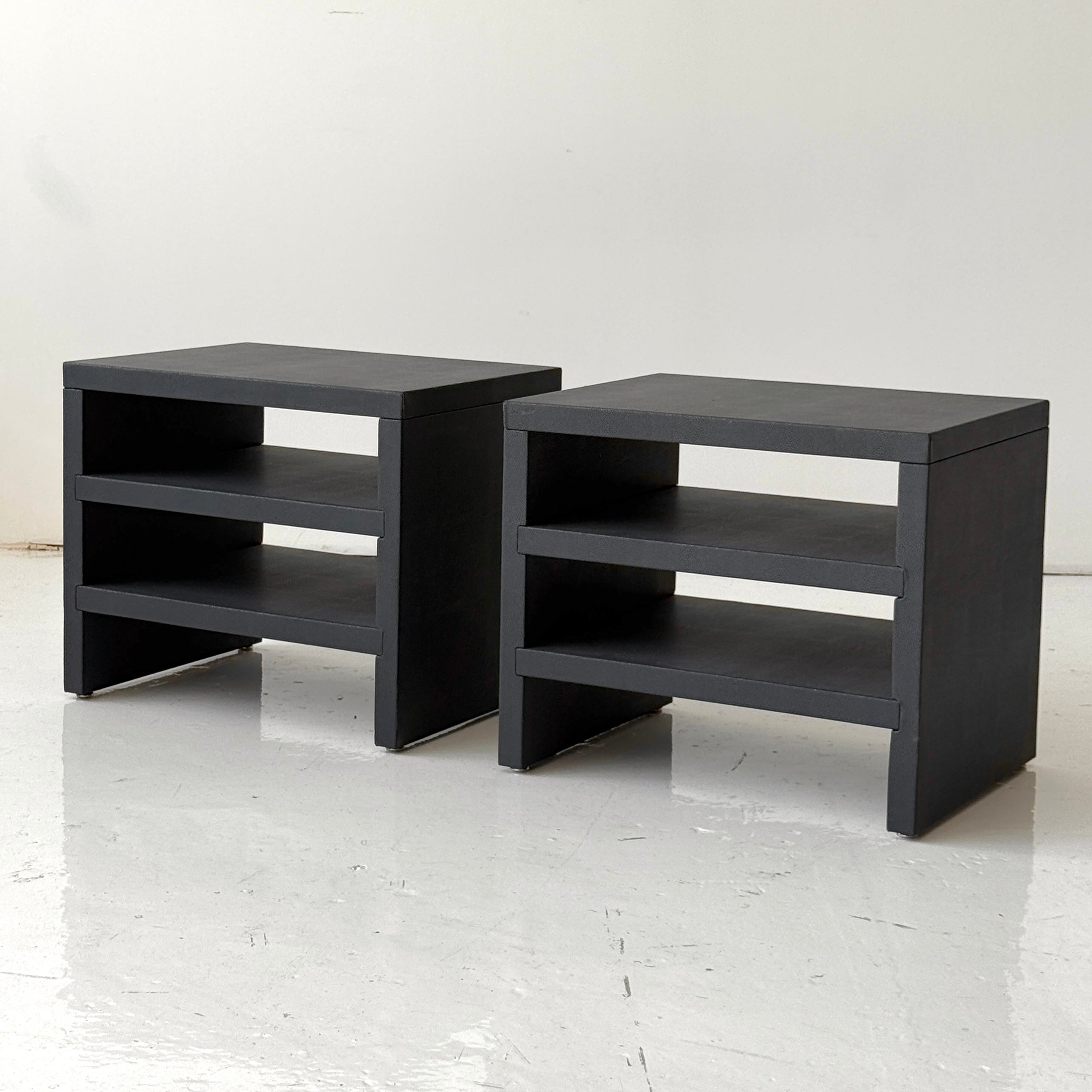 Studio Made Faux Lizard Wrapped Side Tables /Nightstands
