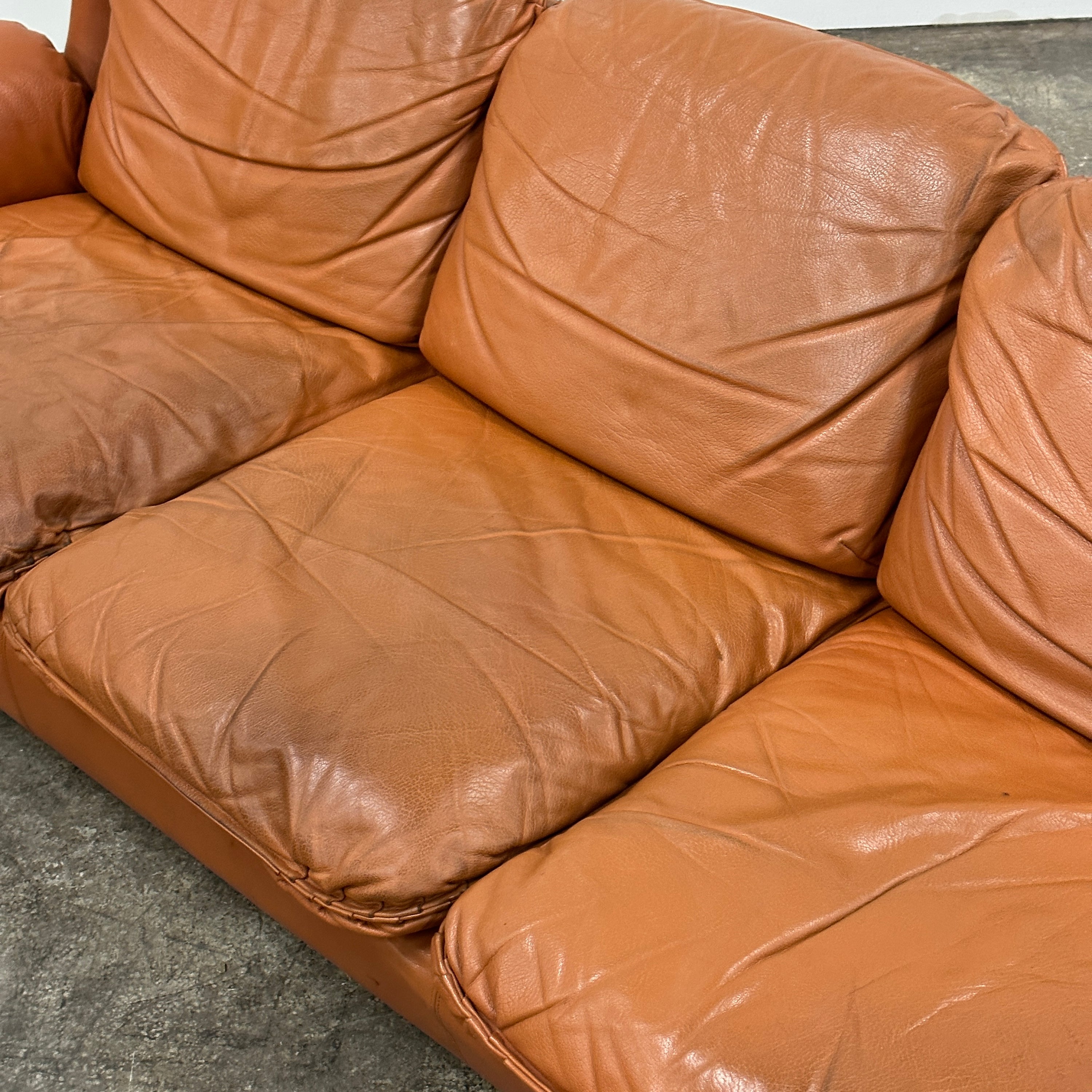 Finnish Chubby Low Leather Sofa