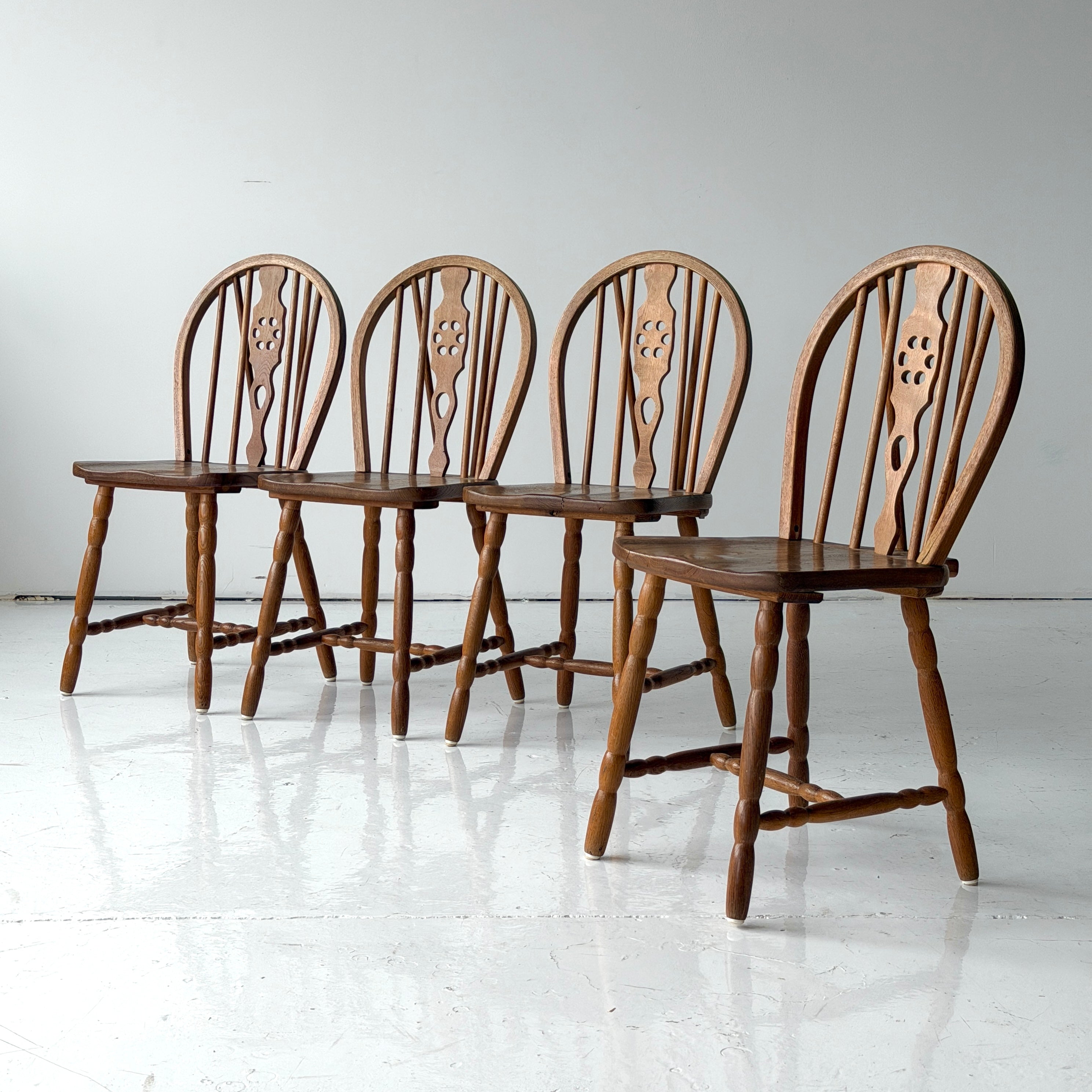 Scandinavian Oak Spindle Back Dining Chairs
