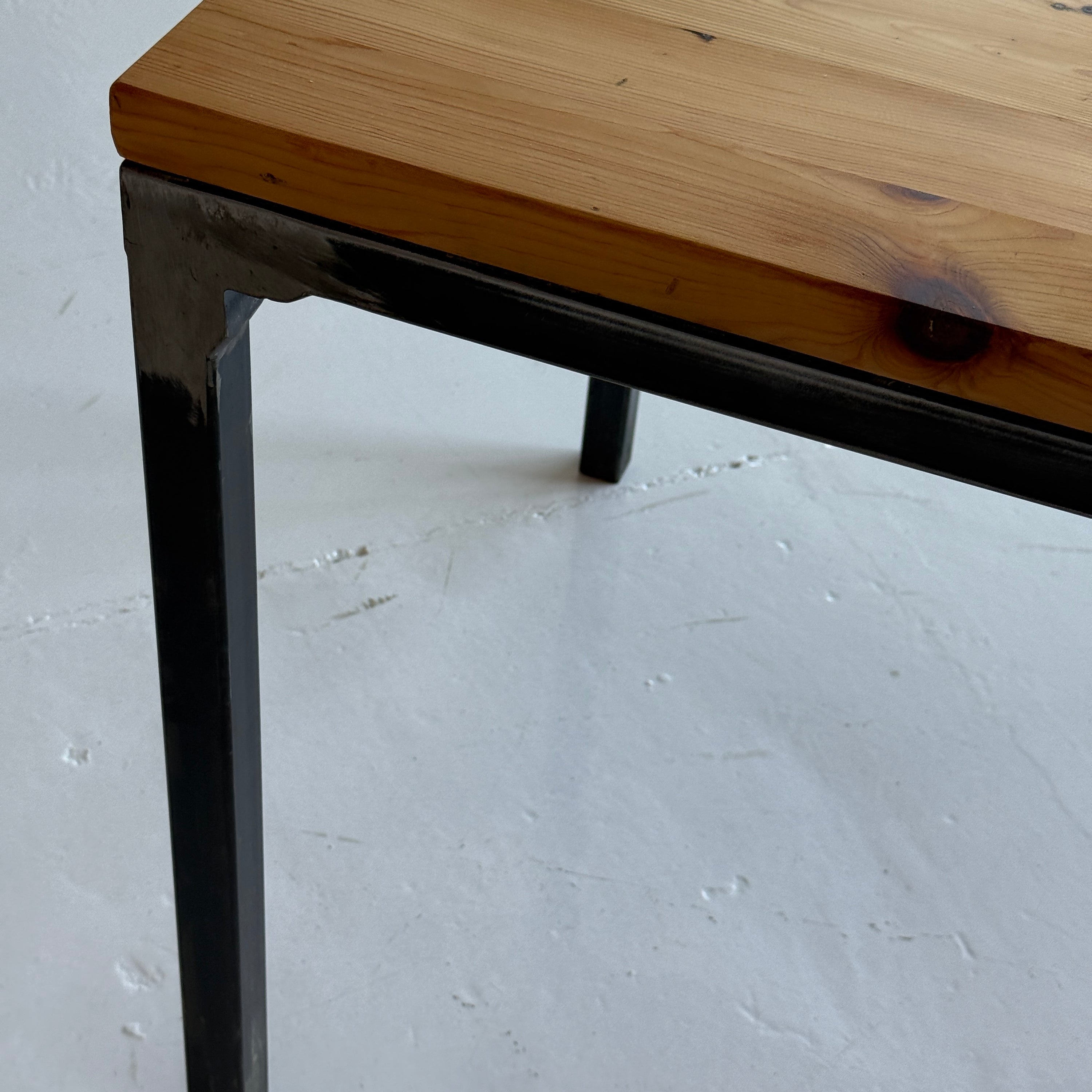 Primitive Pine/Metal Long Dining Table