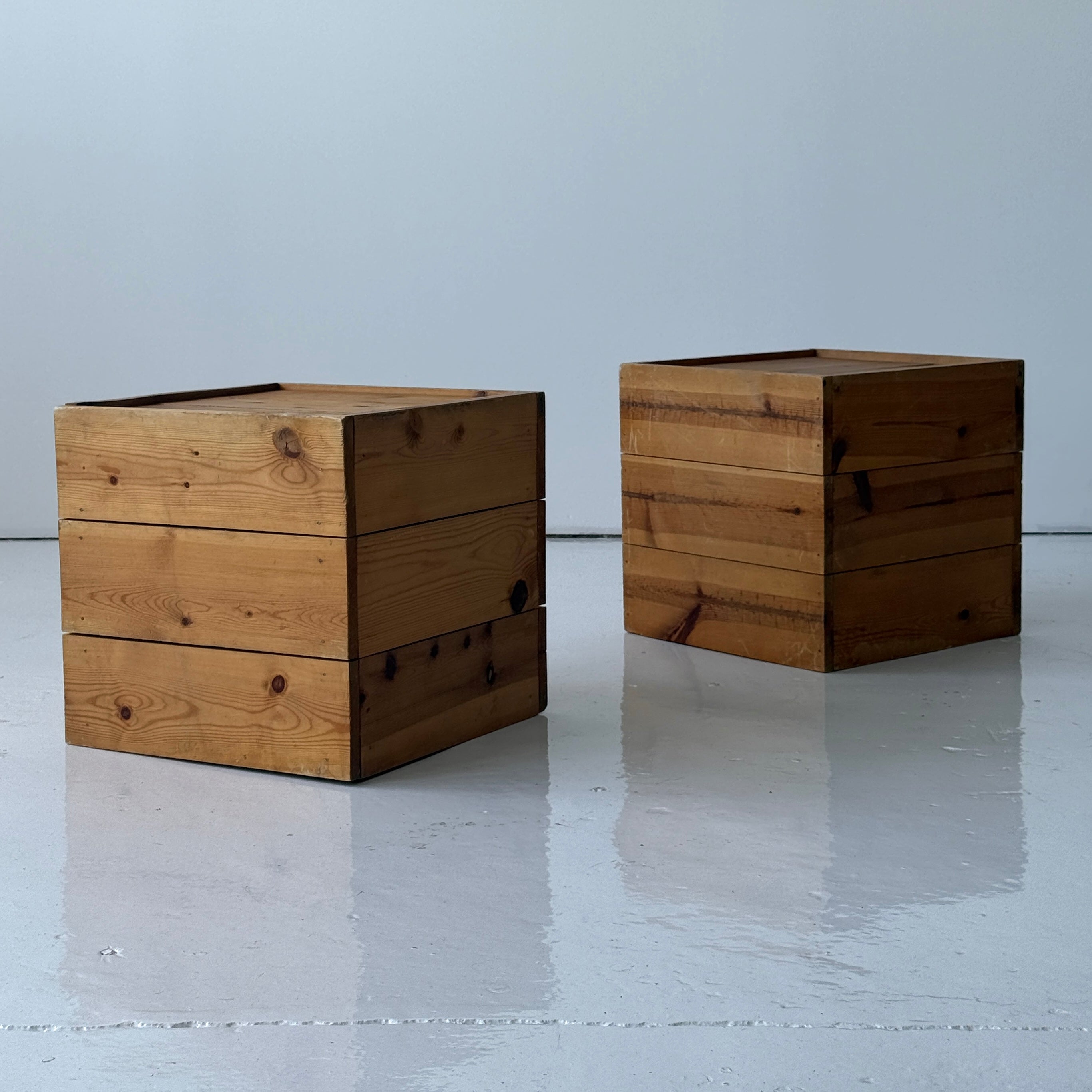 Primitive Pine Crate Side Tables