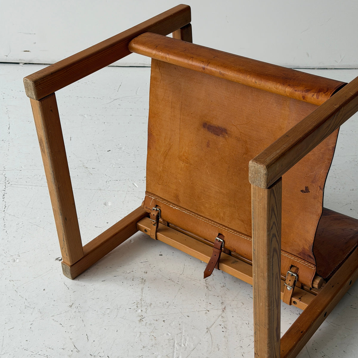 Patinated Leather Lounge Chair by Karin Mobring