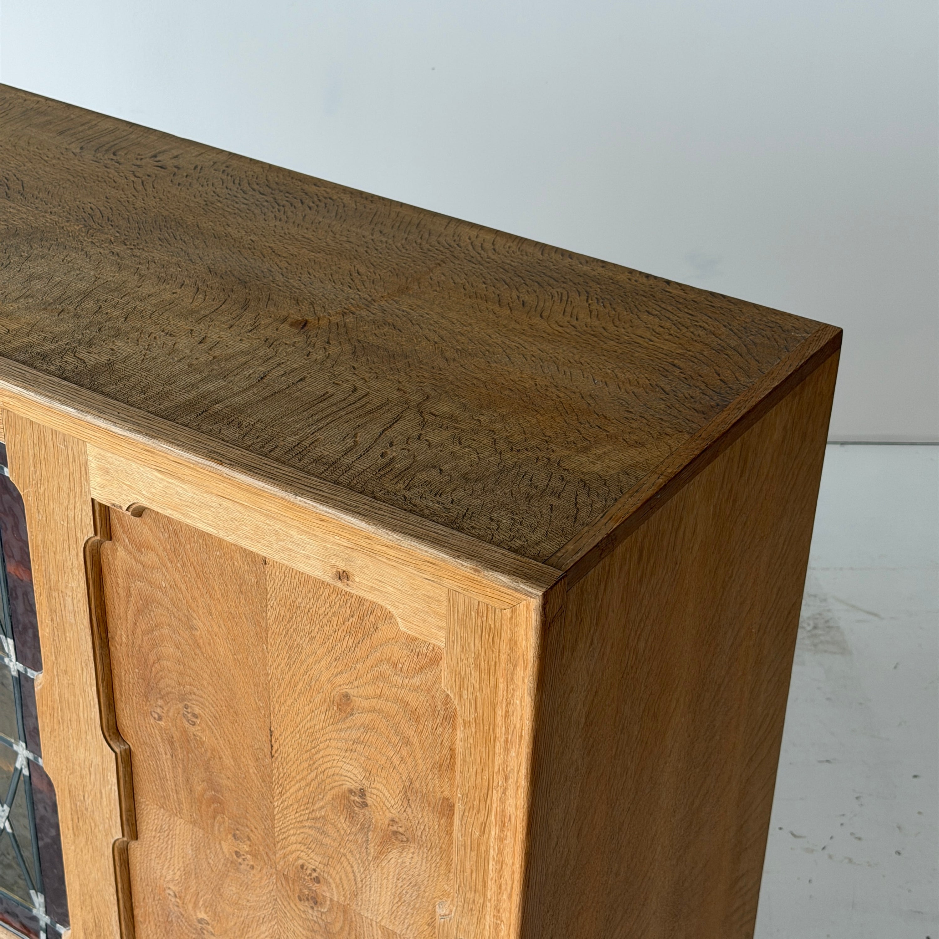 Danish Carved Oak Brutalist Wood Sideboard