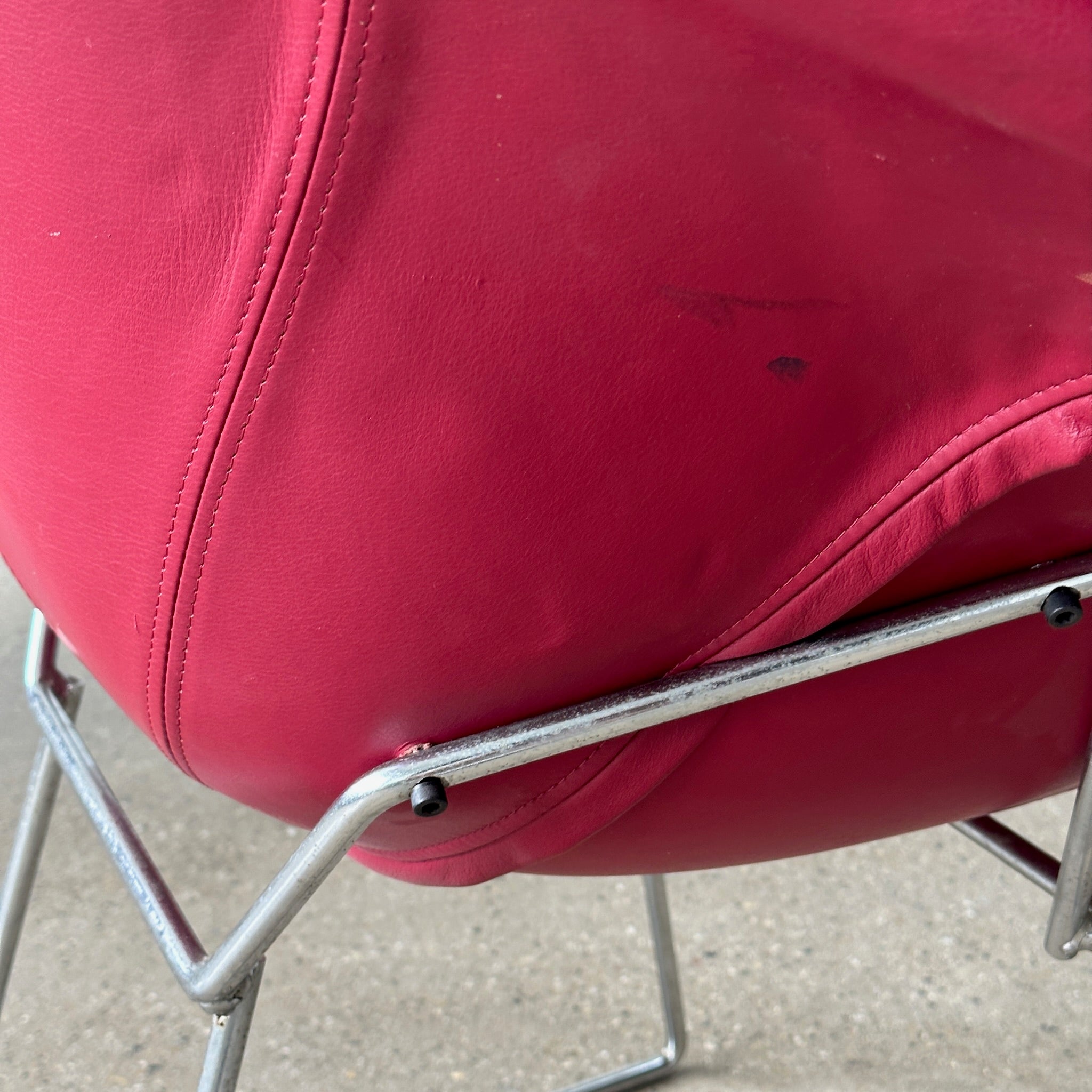 Diamond Chairs in Oxblood Leather by Harry Bertoia for Knoll