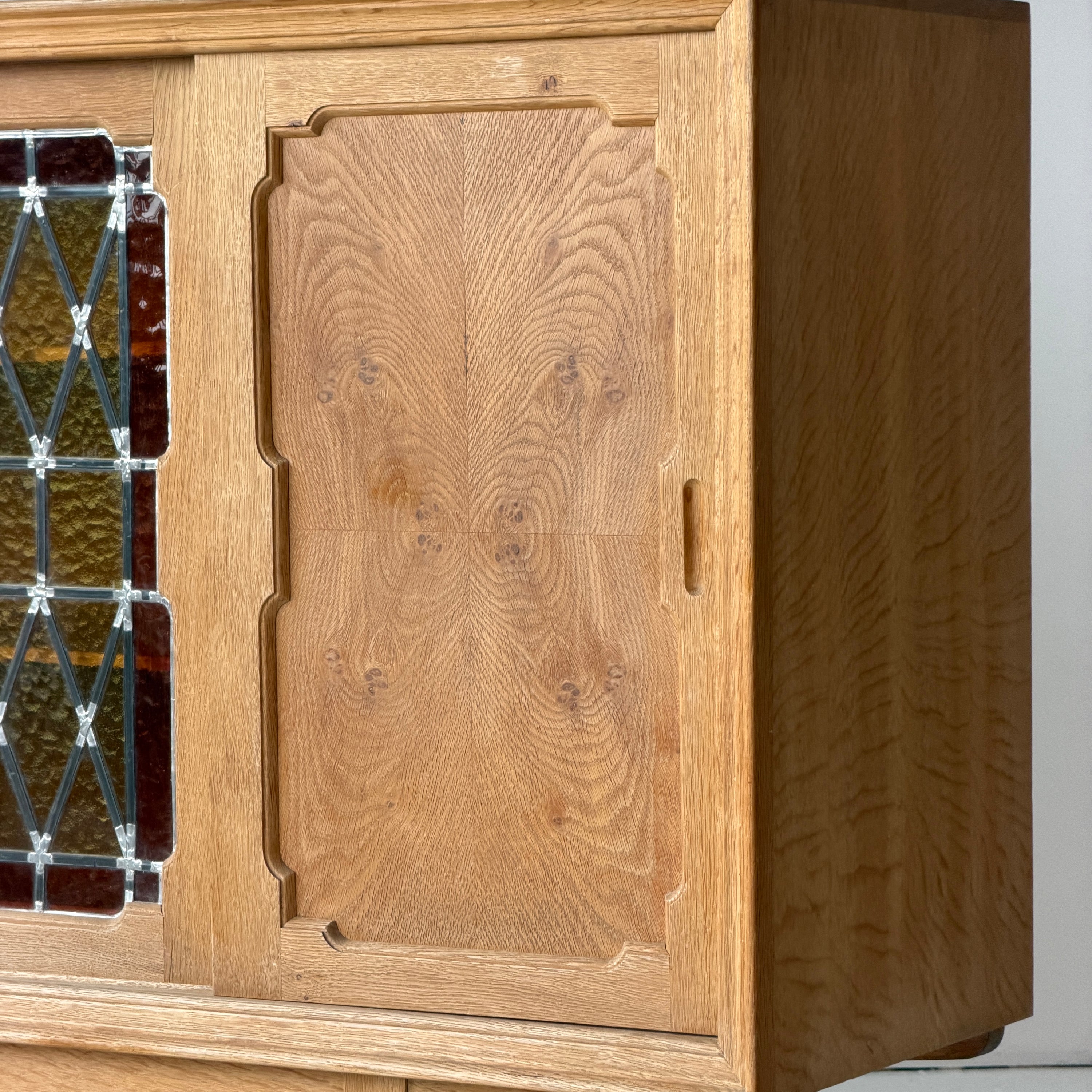 Danish Carved Oak Brutalist Wood Sideboard