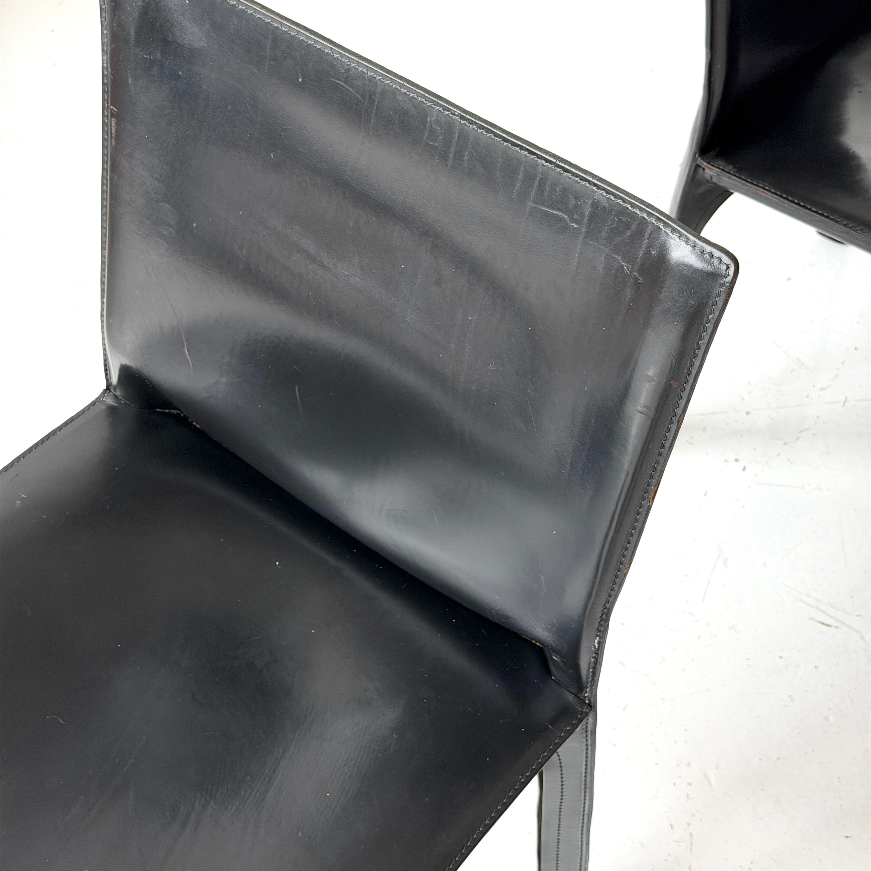 Leather Cab Chairs by Mario Bellini for Cassina