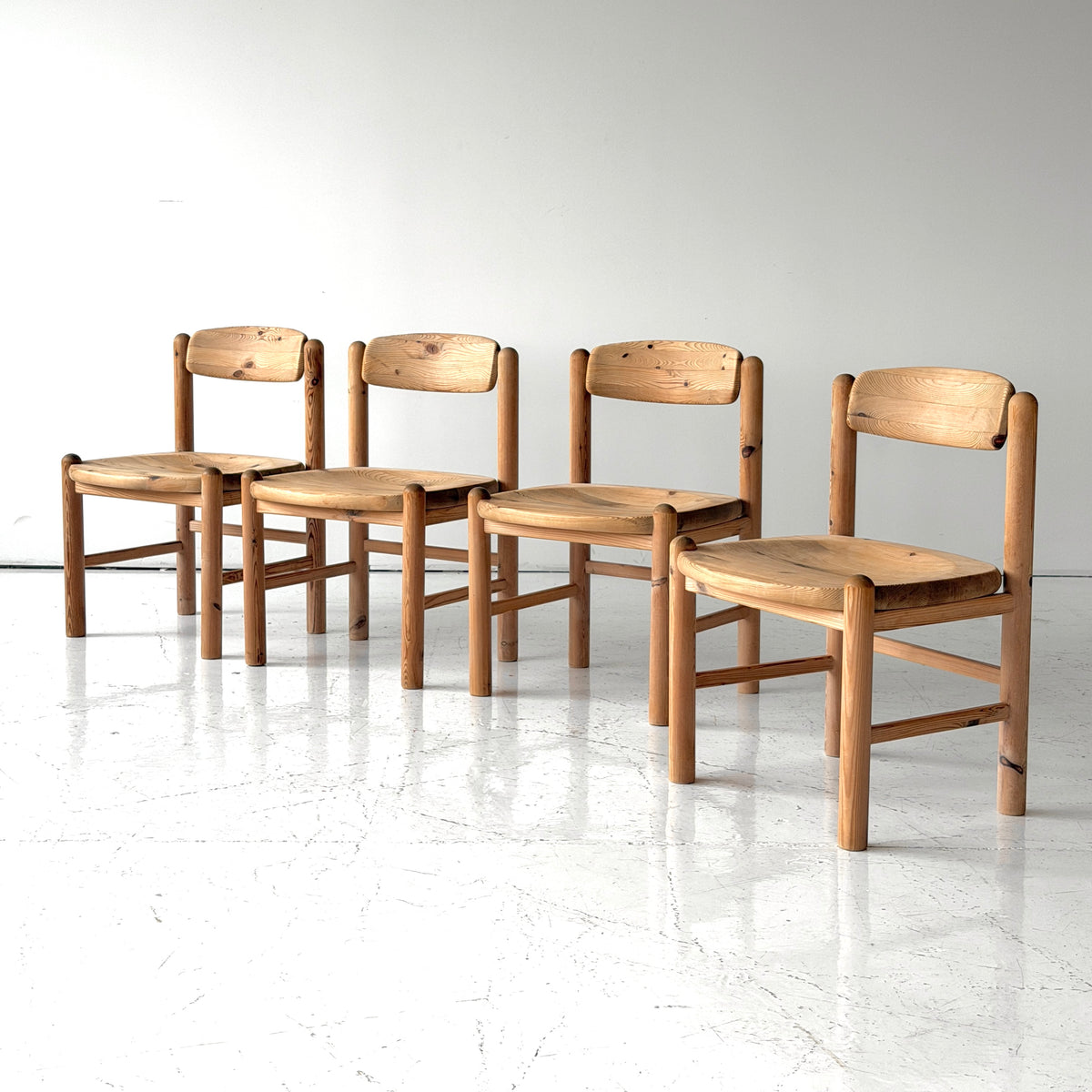 Pine Brutalist Dining Chairs by Rainier Daumillier