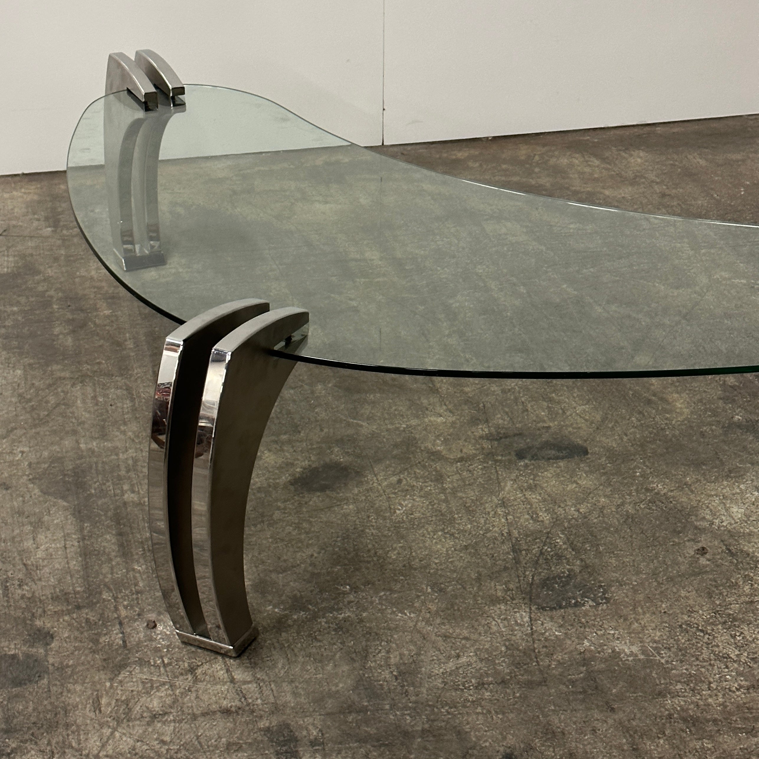 Chrome + Glass Boomerang Coffee Table