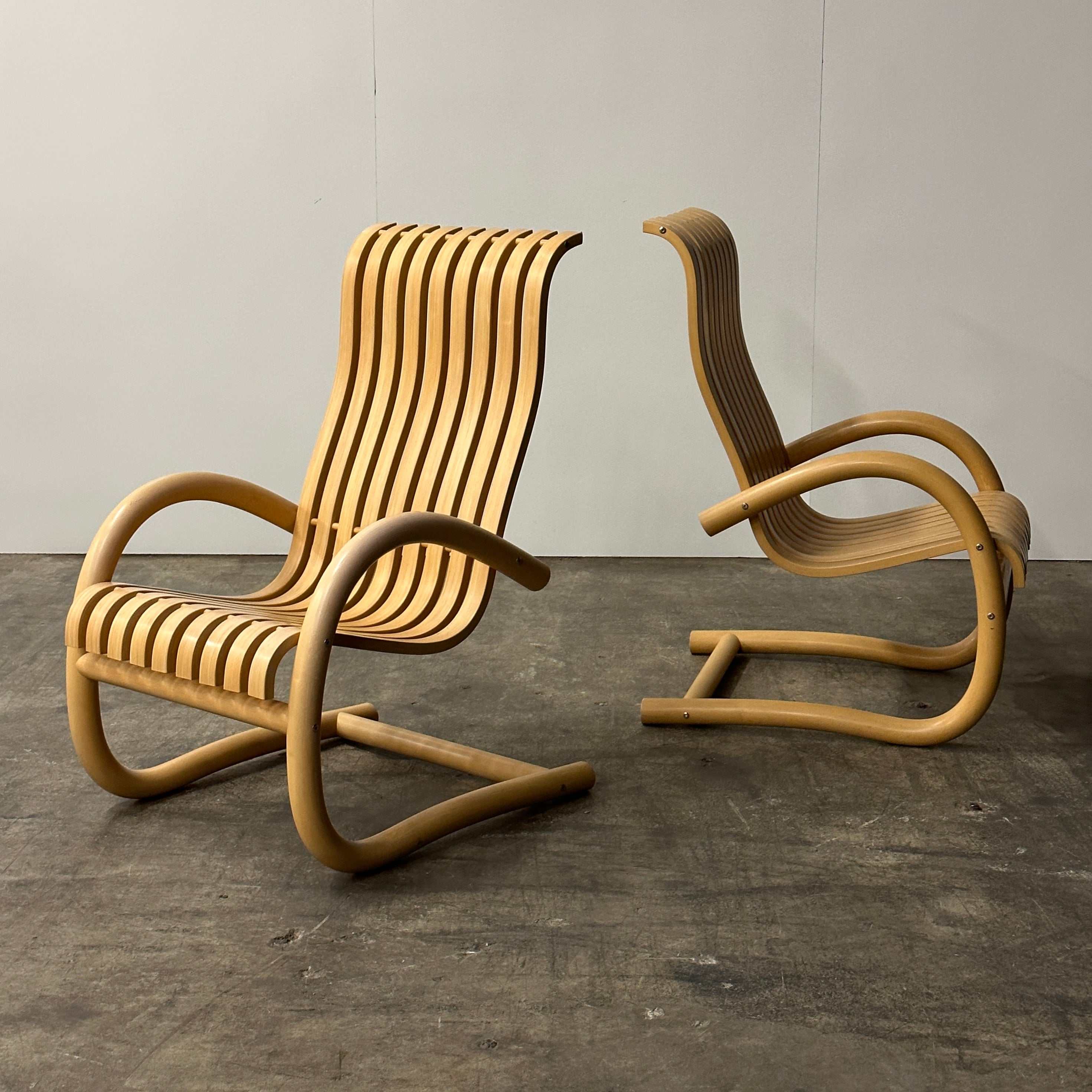 Sculptural Bentwood Cantilevered Lounge Chairs