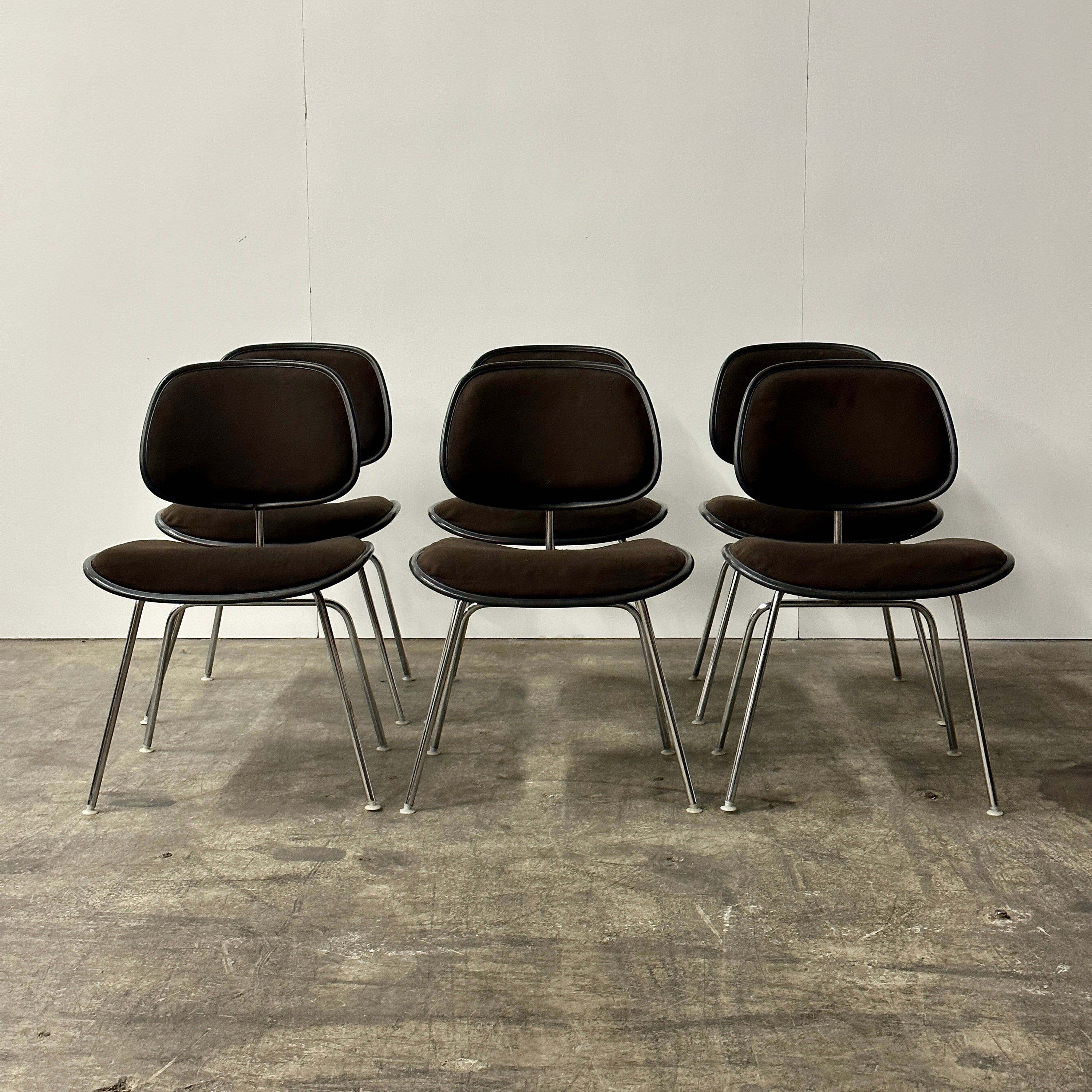 Set of Six Upholstered DCM Chairs by Charles & Ray Eames for Herman Miller