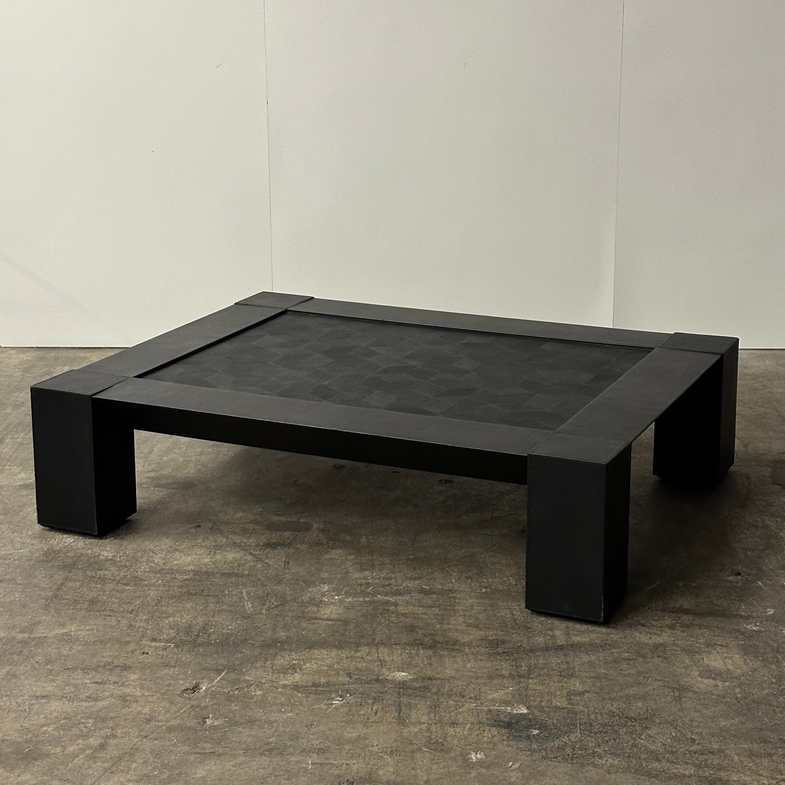 Vintage Leather Geometric Coffee Table by Jori of Belgium