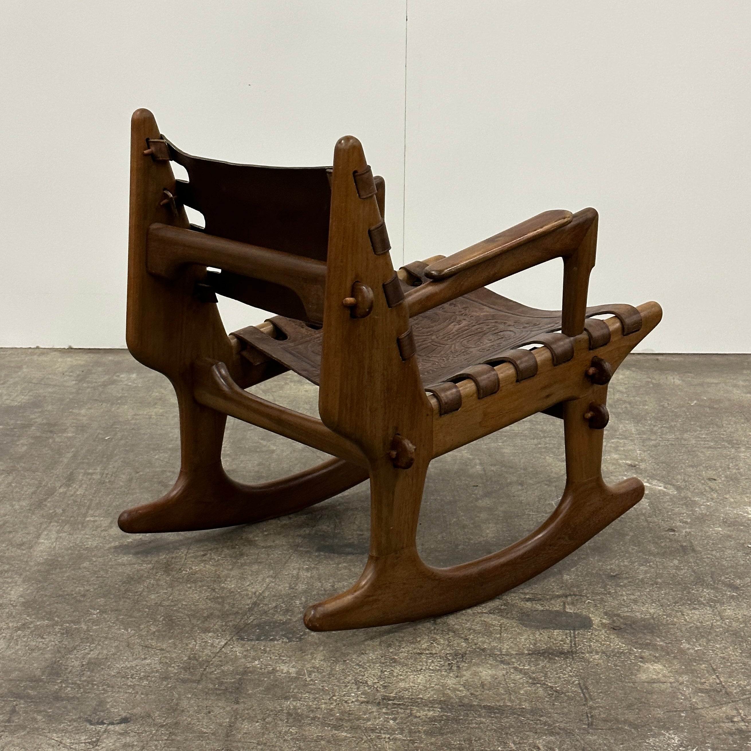 Leather Sling Rocking Chair by Angel Pazmino for Muebles de Estilo