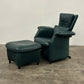 De Sede Green Leather Lounge Chair/Ottoman