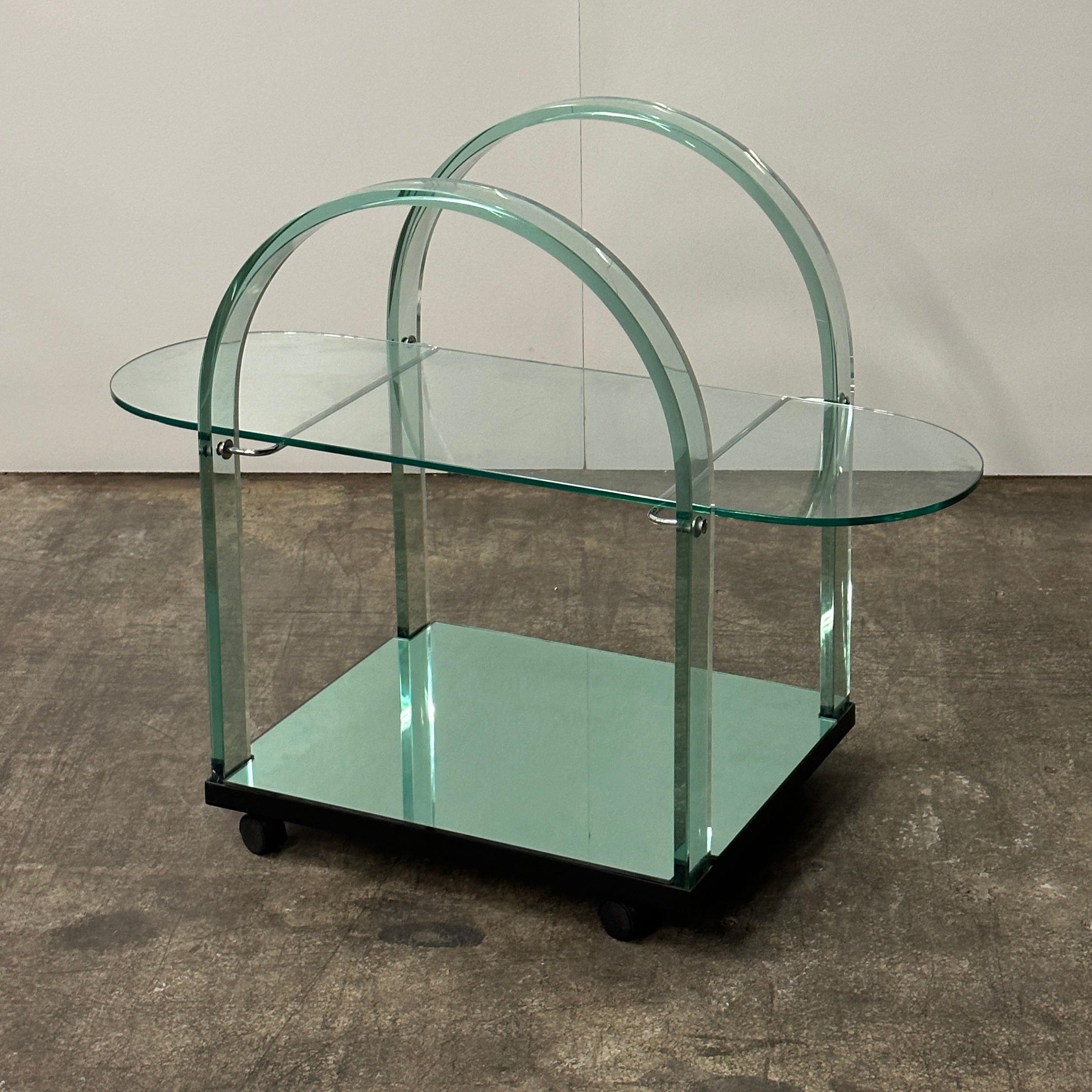 Glass + Mirror Bar Cart Trolley by Fiam