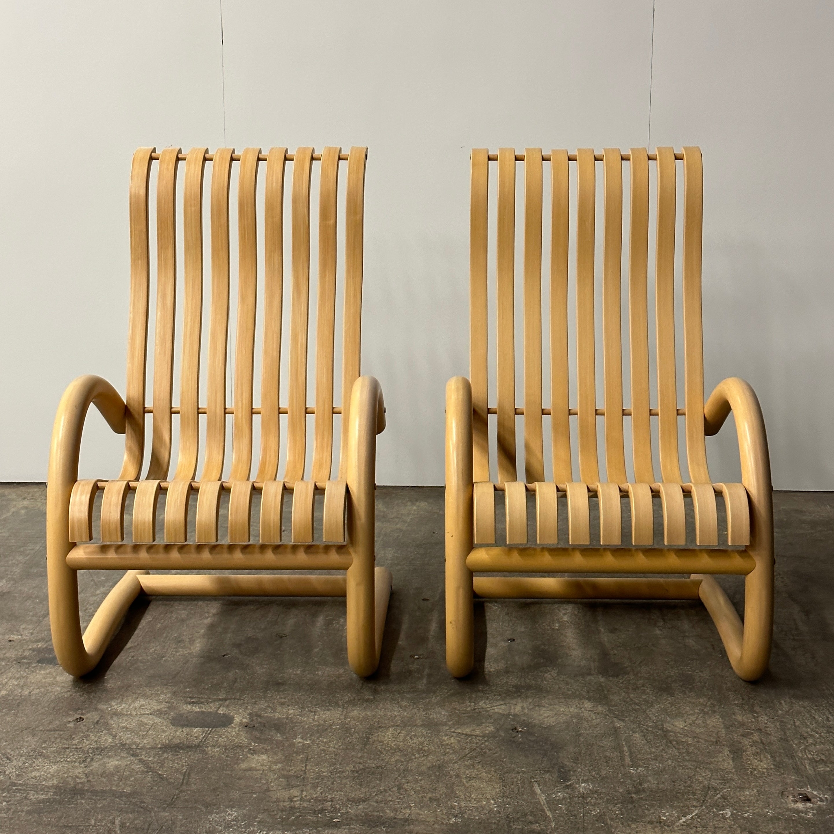 Sculptural Bentwood Cantilevered Lounge Chairs