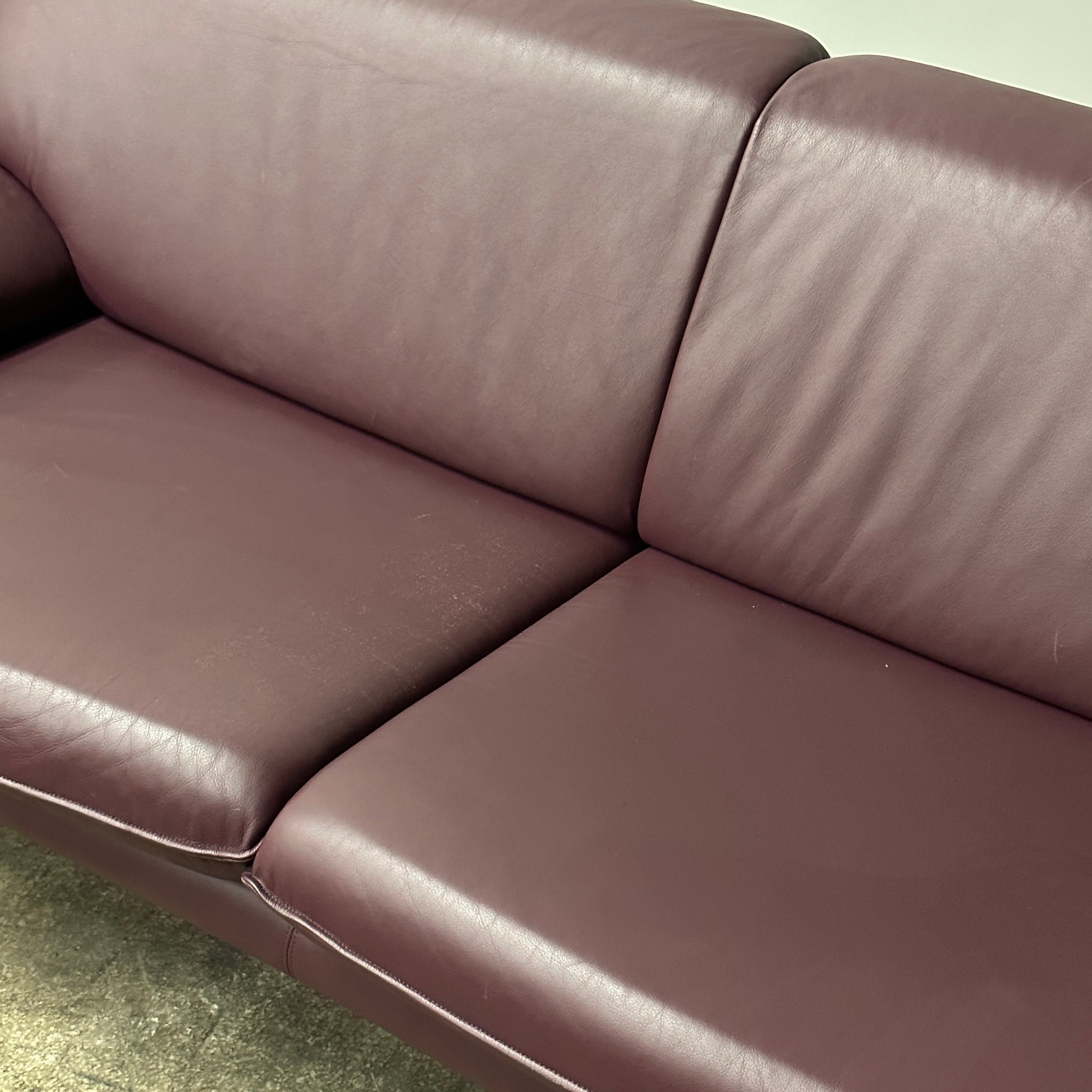 Plum Leather Sofa by Brayton International