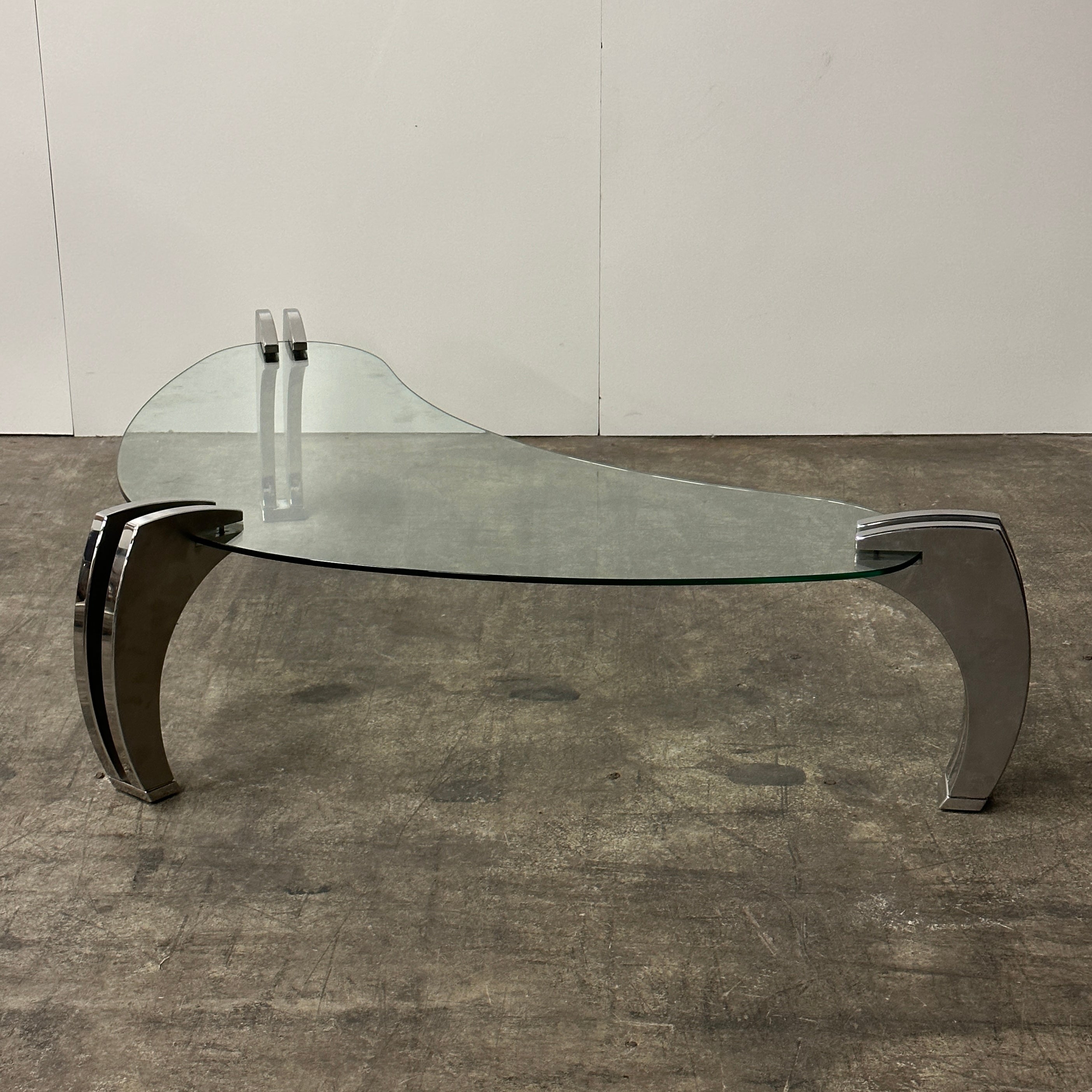 Chrome + Glass Boomerang Coffee Table