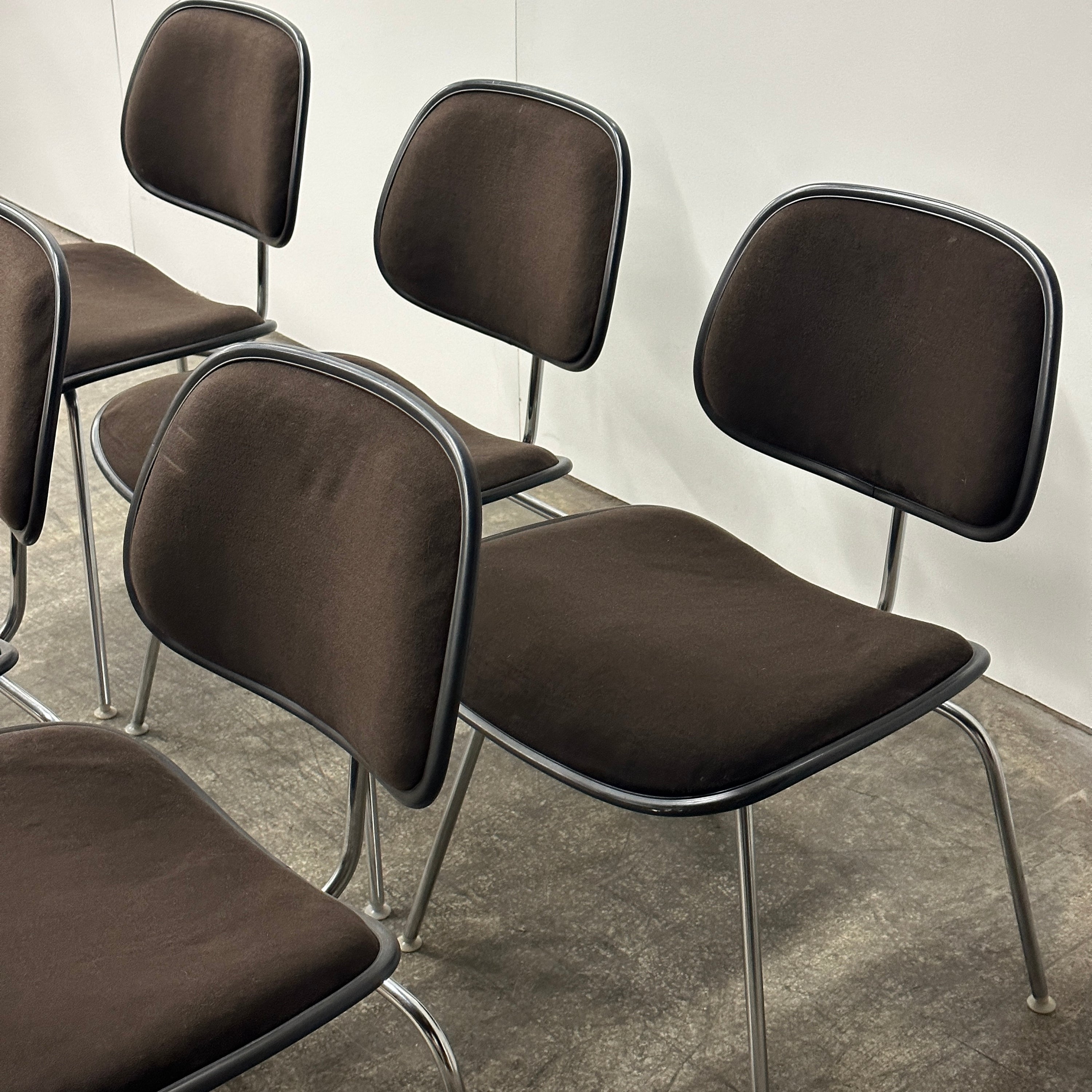 Set of Six Upholstered DCM Chairs by Charles & Ray Eames for Herman Miller