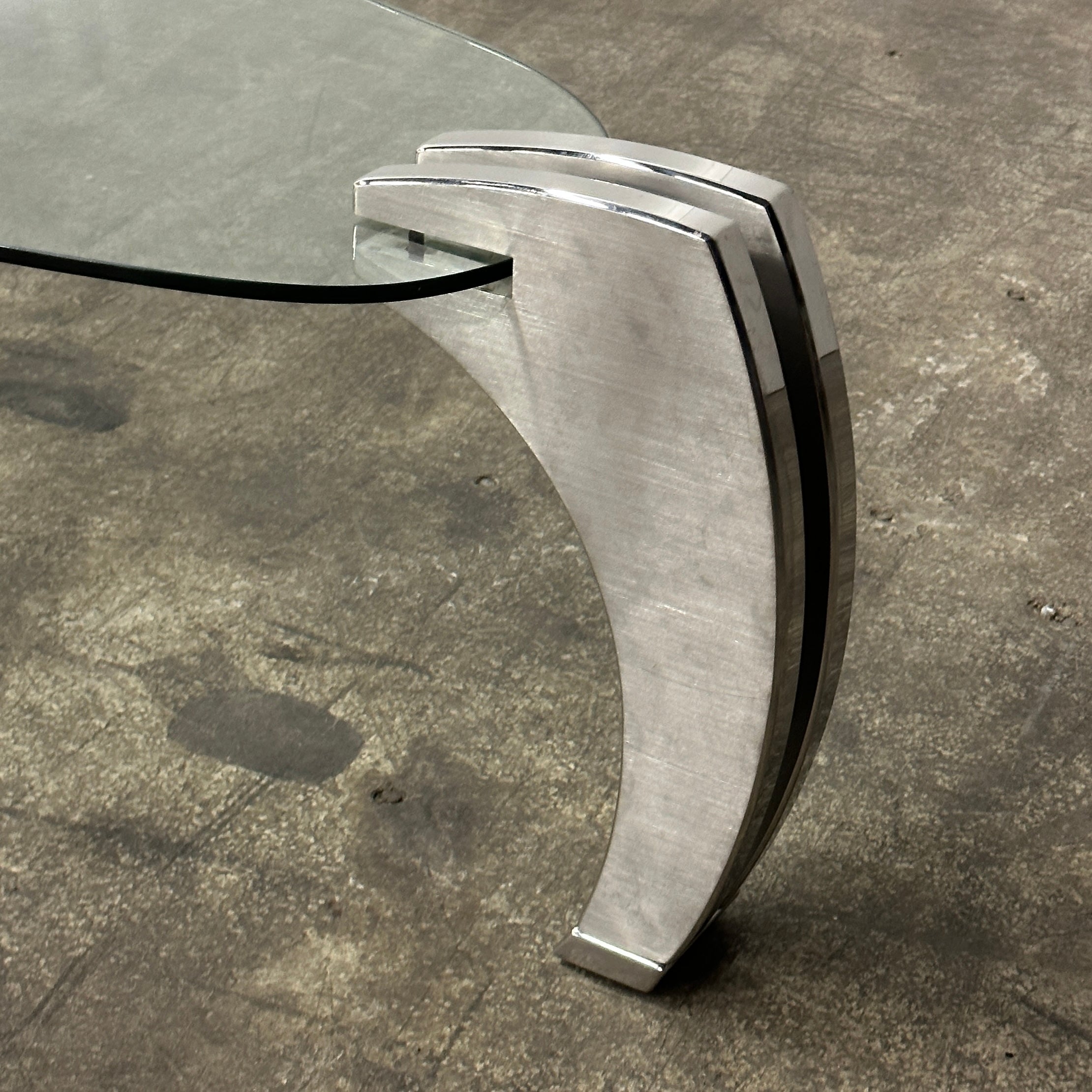 Chrome + Glass Boomerang Coffee Table