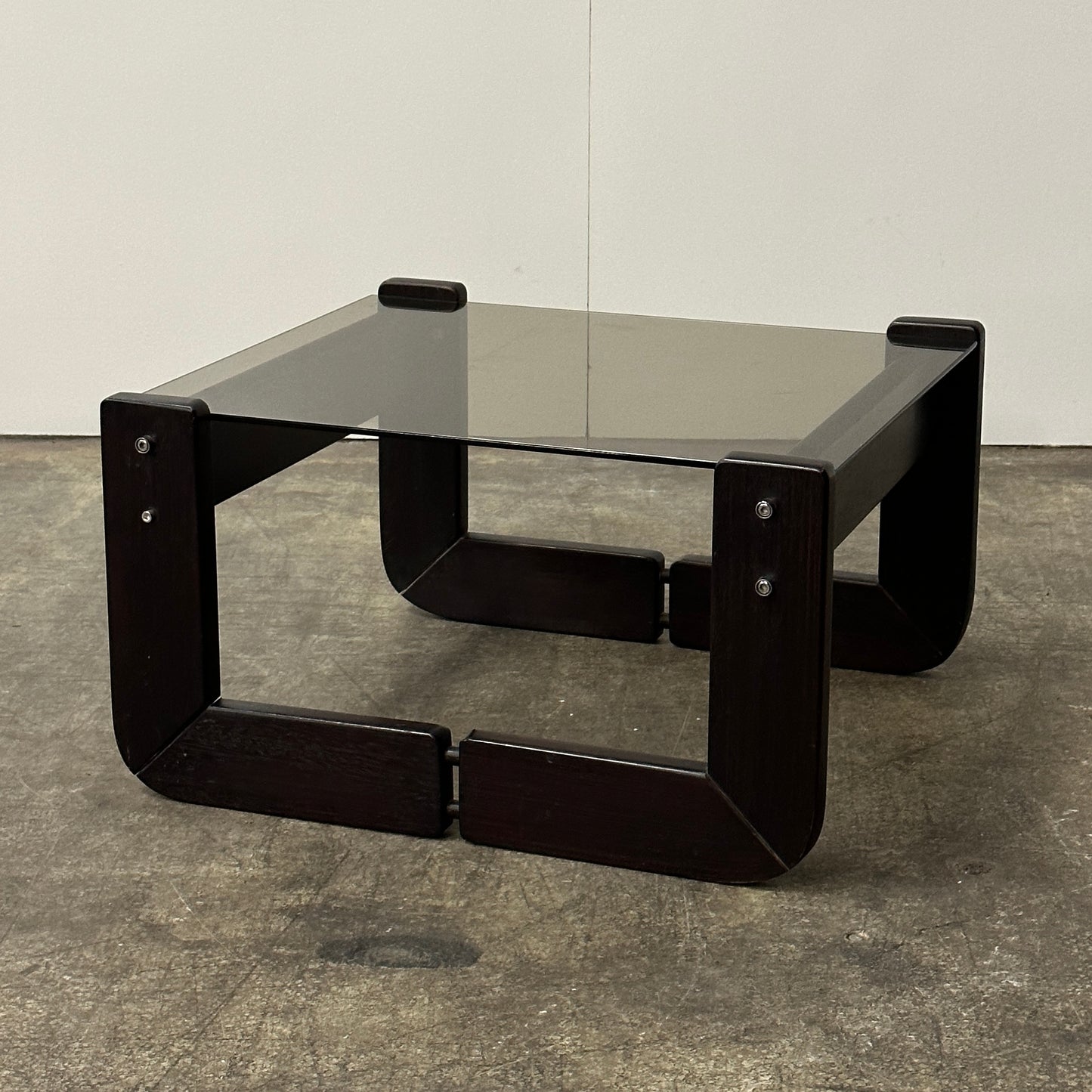 Smoked Glass Wood Table by Percival Lafer