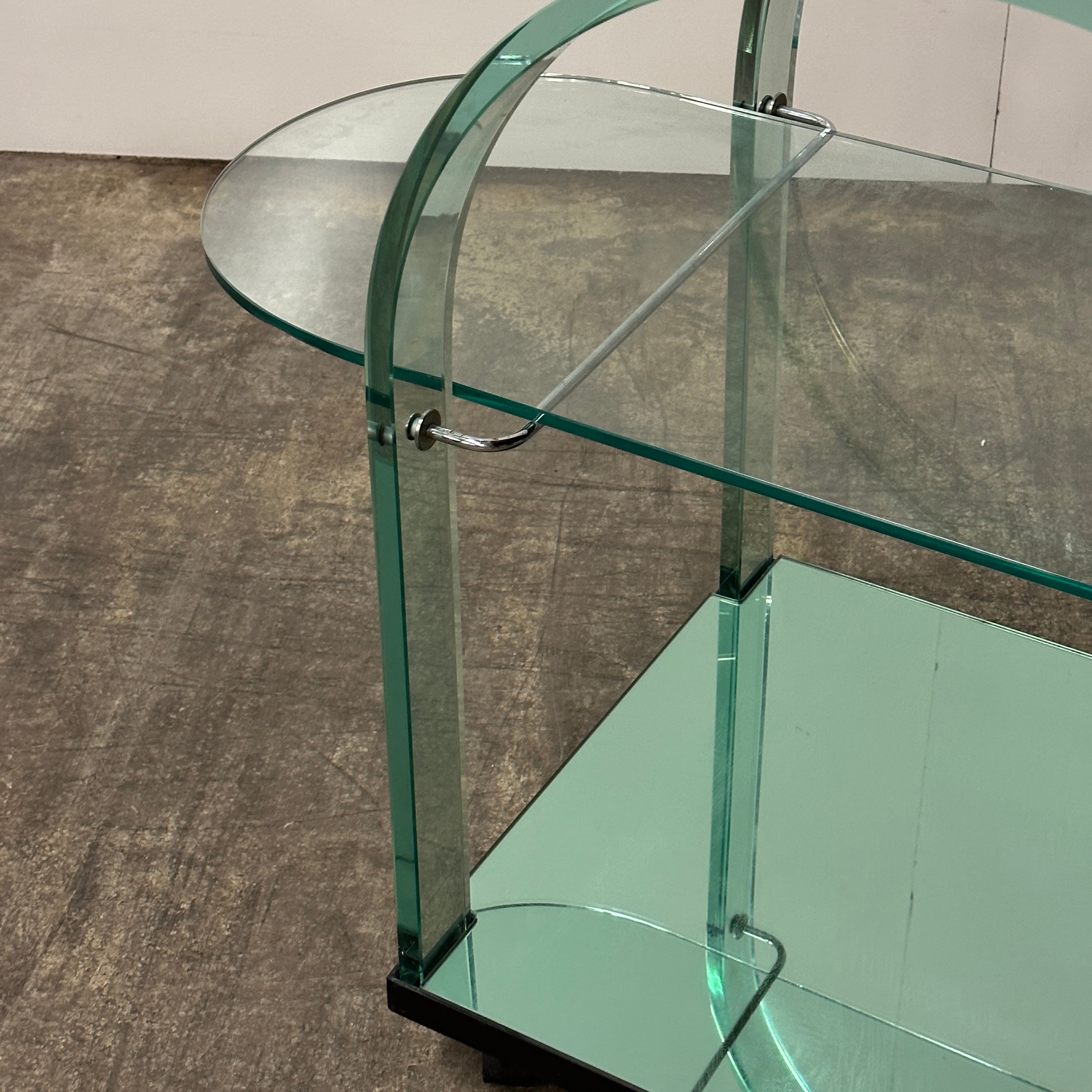 Glass + Mirror Bar Cart Trolley by Fiam