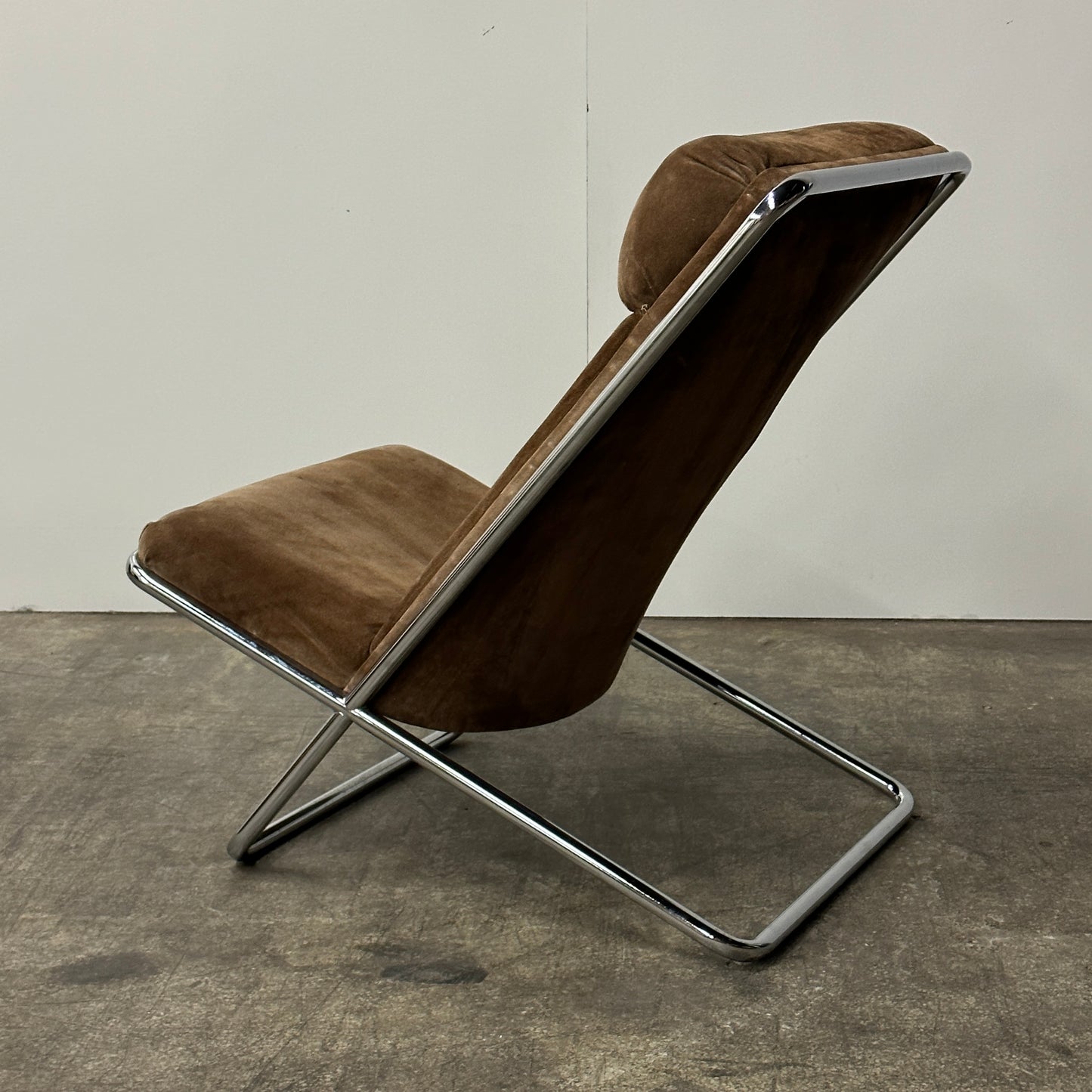Scissor Chair by Ward Bennett in Original Brown Suede