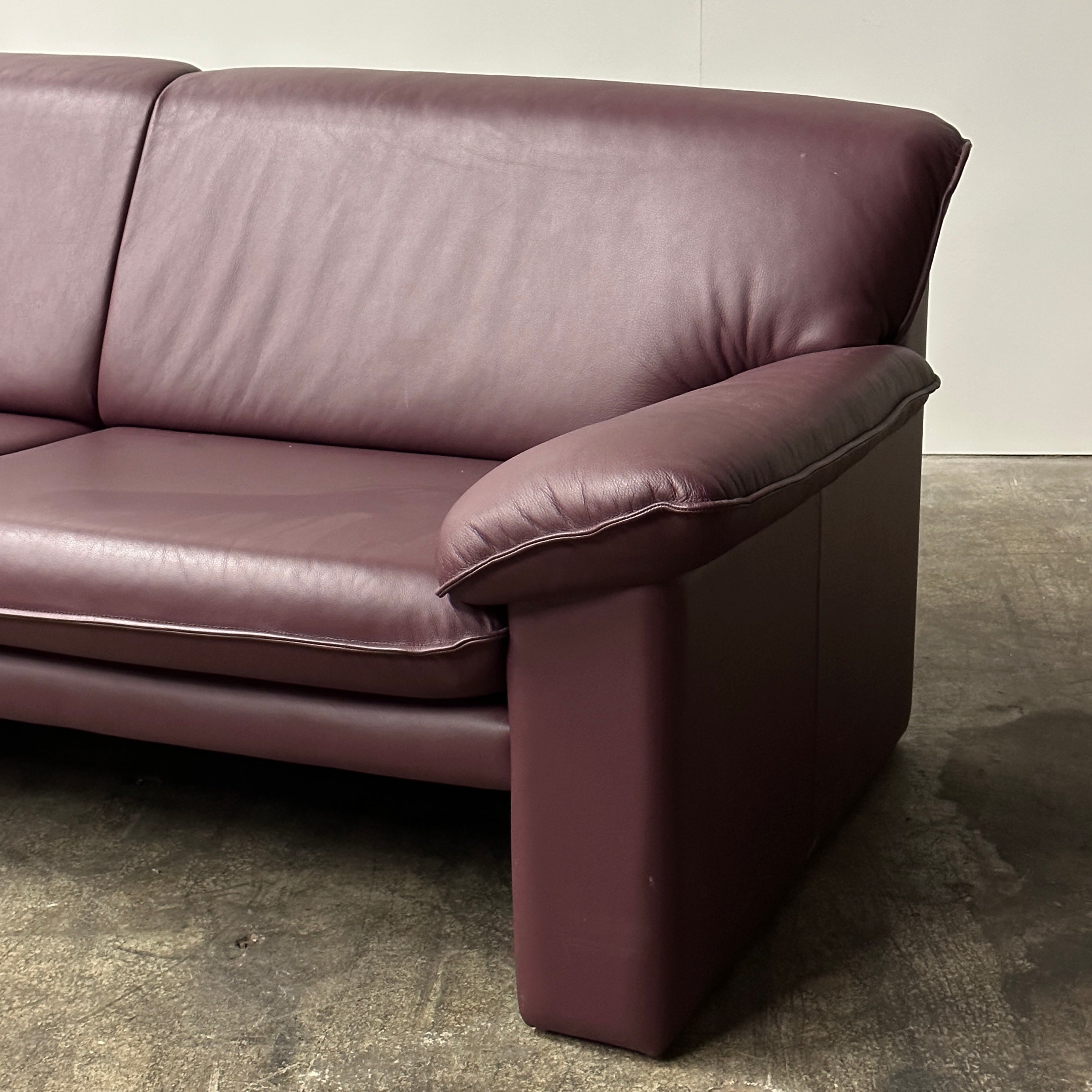 Plum Leather Sofa by Brayton International