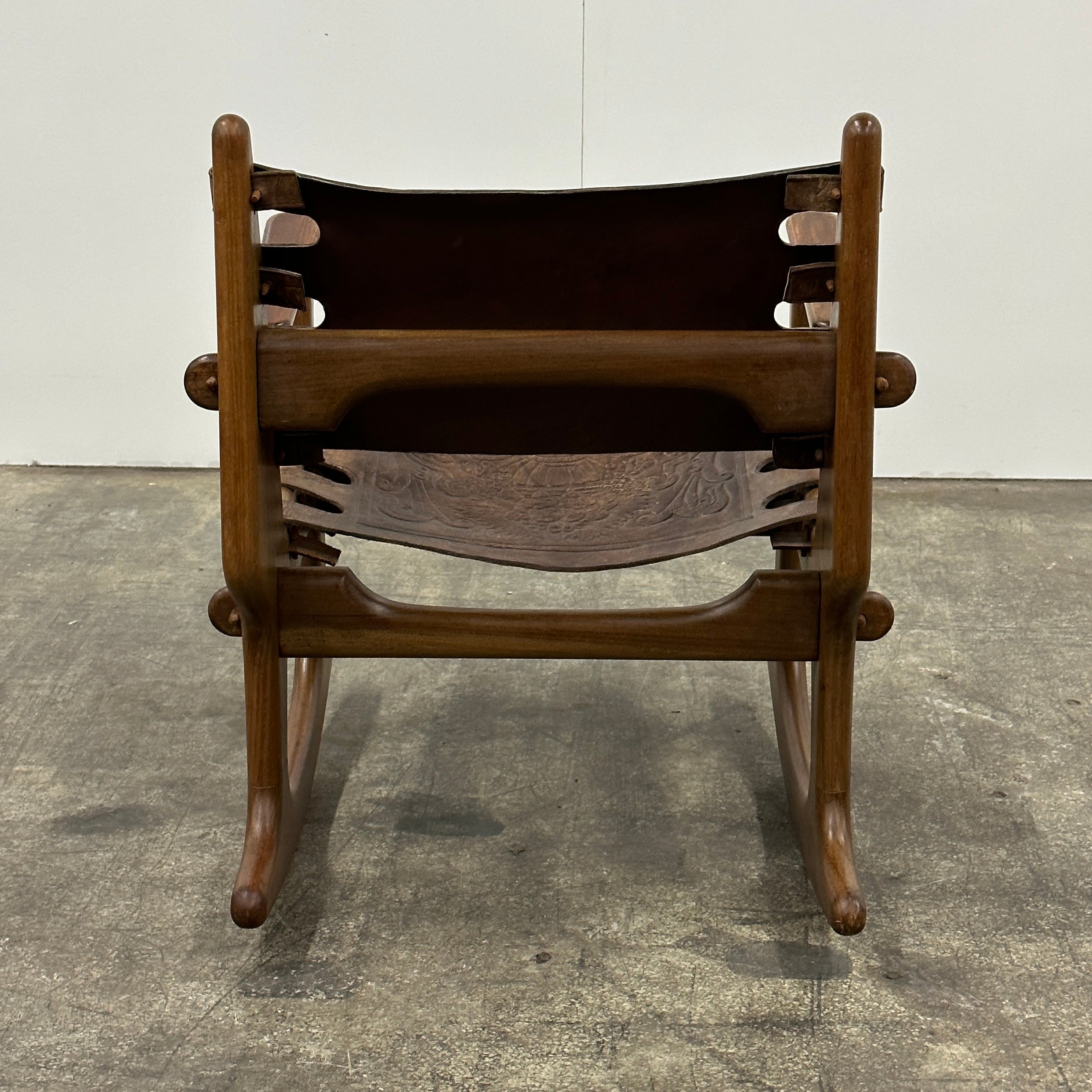 Leather Sling Rocking Chair by Angel Pazmino for Muebles de Estilo