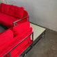 Integral Cubics Chrome and Red Wool Upholstered Sectional + Matching Coffee Table