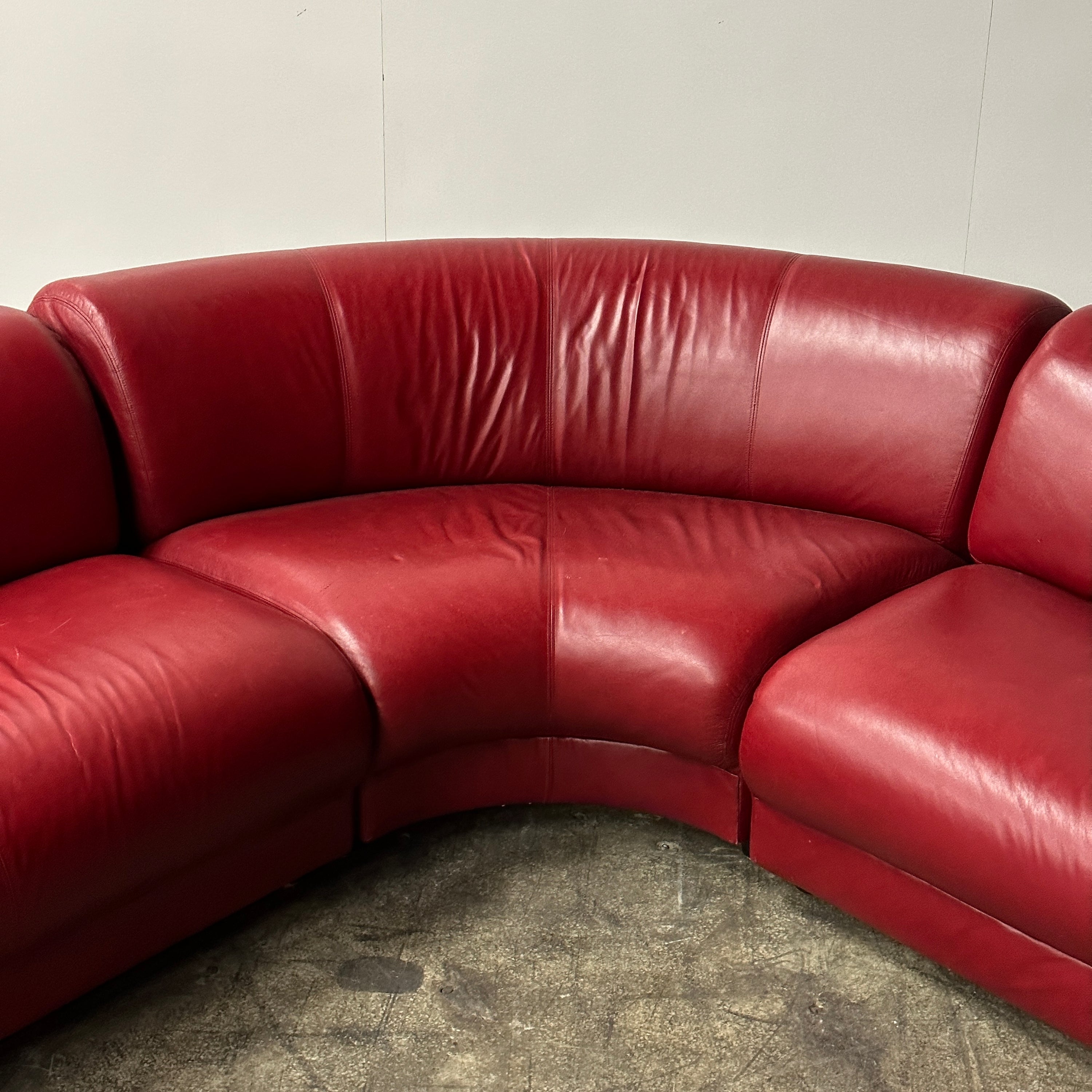 Red Leather Postmodern Sectional Attributed to Vladimir Kagan for Preview