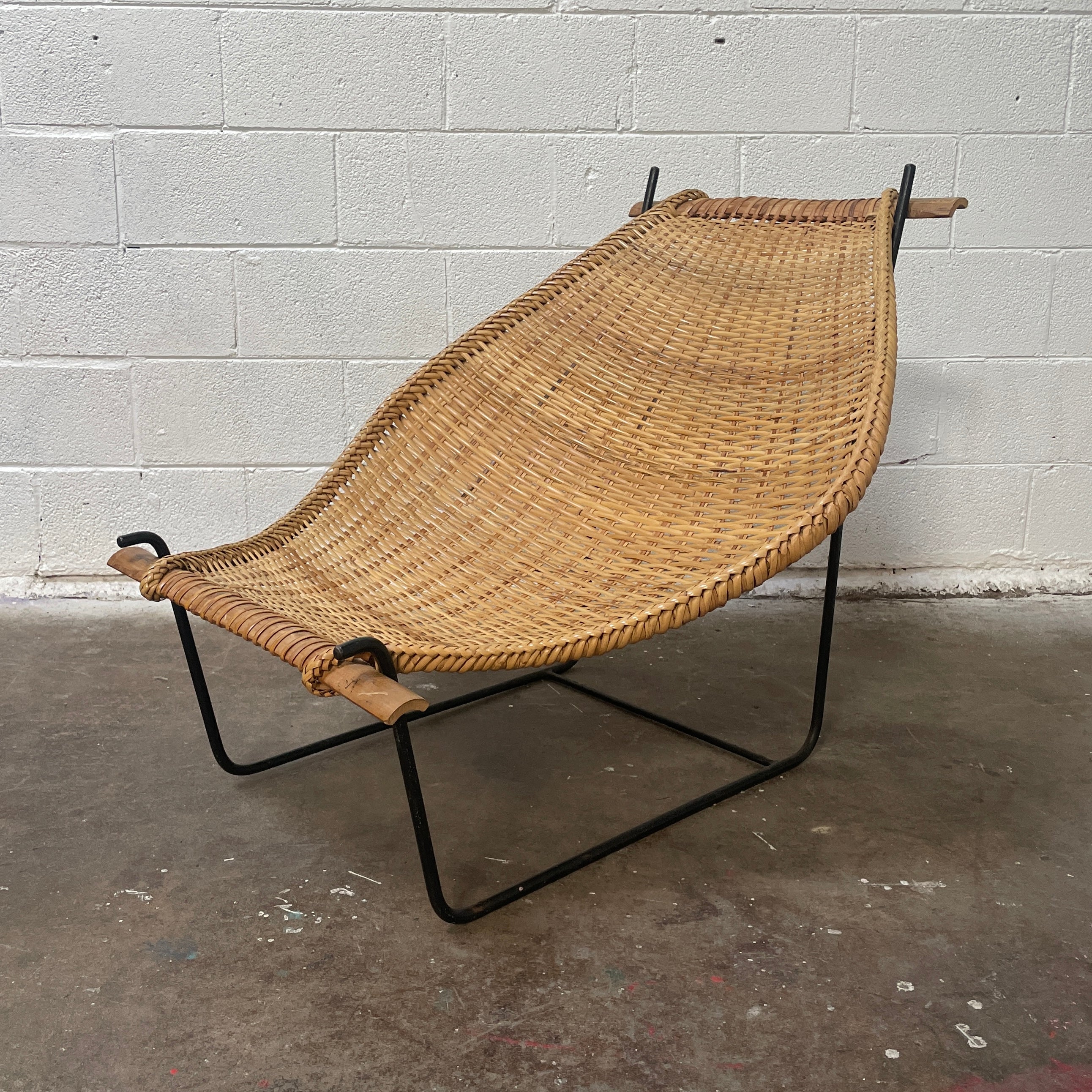 Duyan Lounge Chair by John Risley in Rattan and Iron