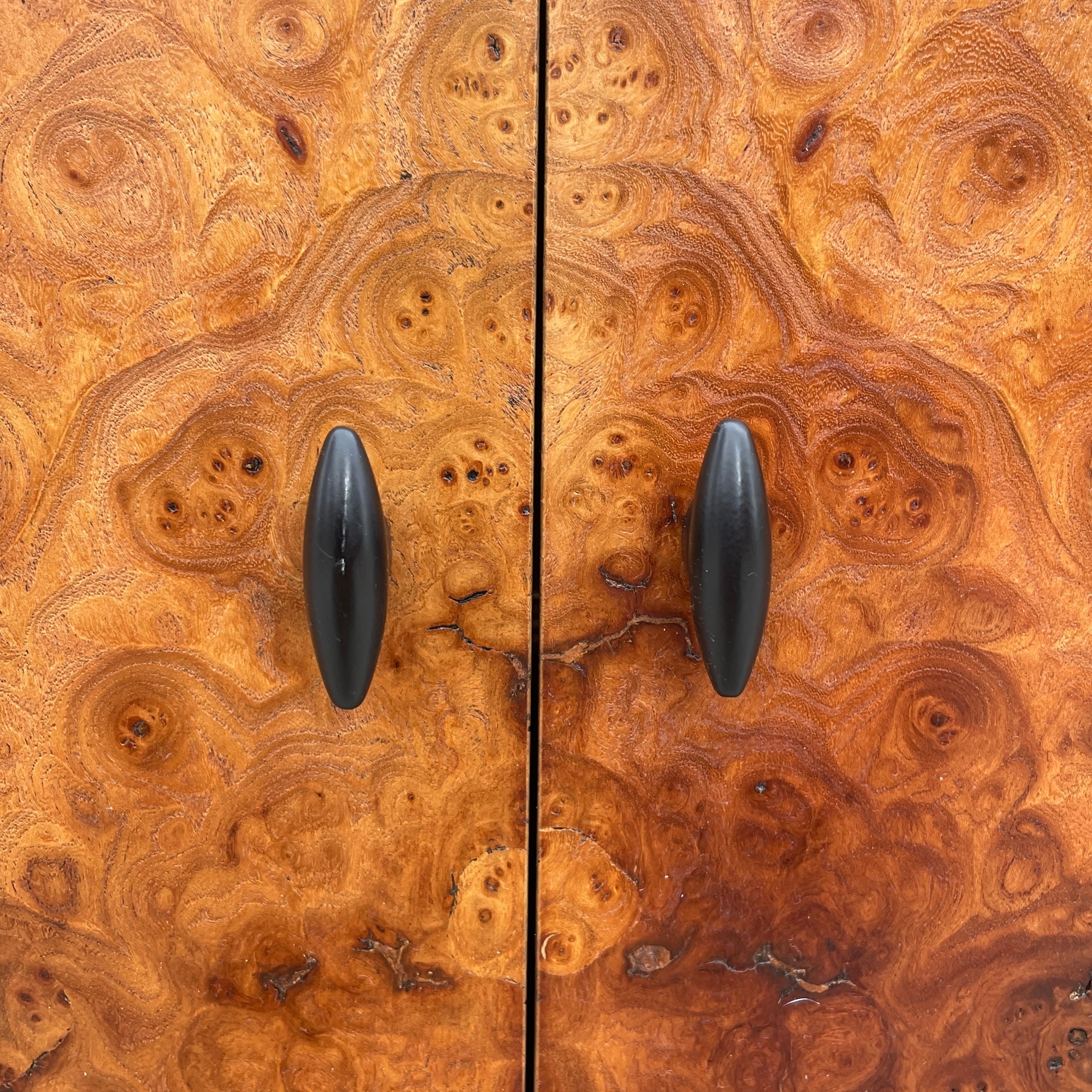 Floating Burlwood Credenza/Sideboard by Milo Baughman