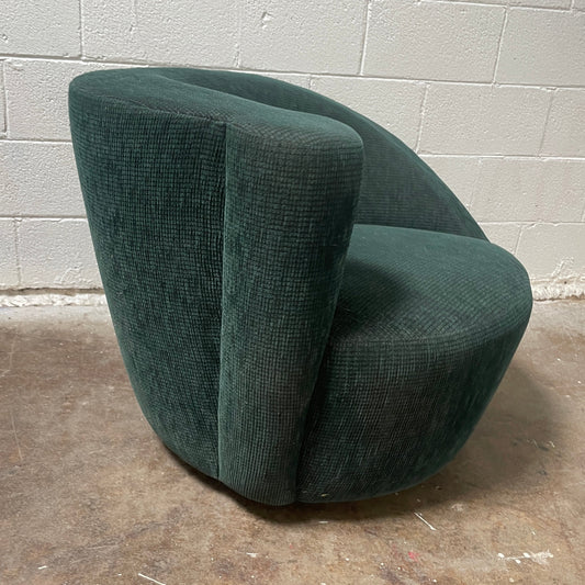 Nautilus Swivel Chair + Mushroom Ottoman in Emerald