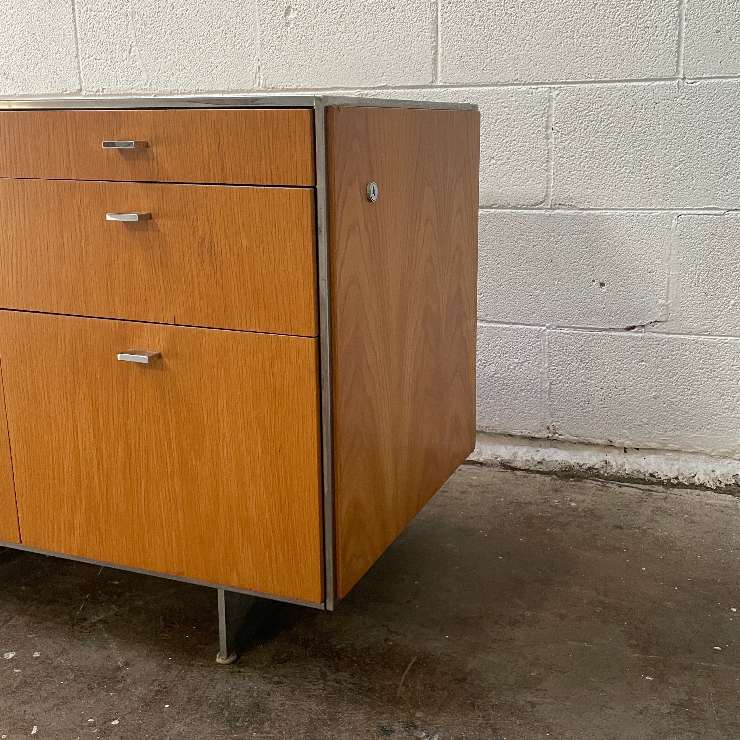 Davis Allen Oak/Chrome Side Cabinet