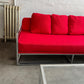 Integral Cubics Chrome and Red Wool Upholstered Sectional + Matching Coffee Table