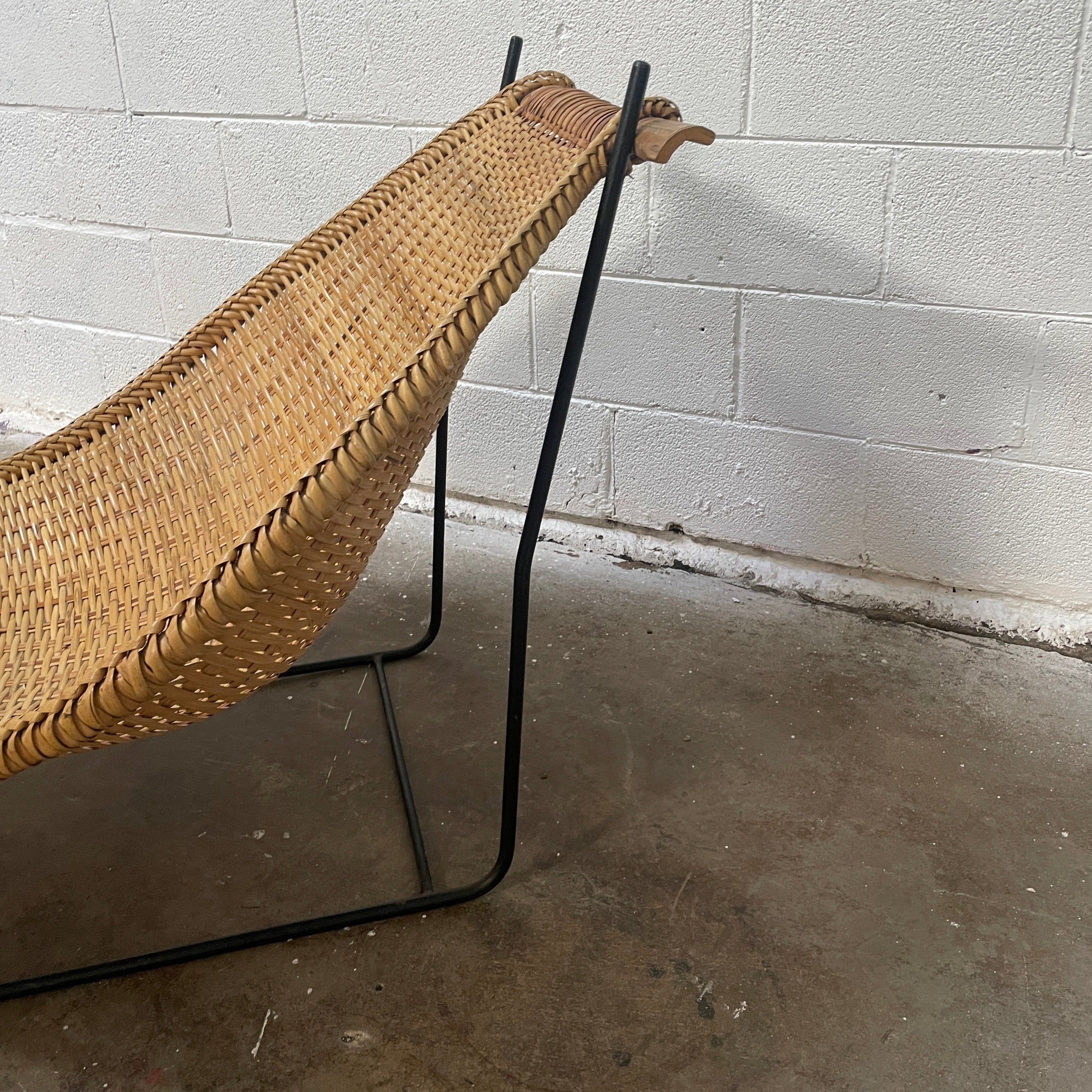 Duyan Lounge Chair by John Risley in Rattan and Iron