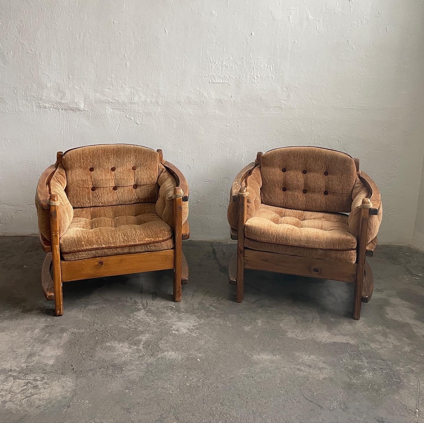 Tufted Oak Arm Chairs (Priced Individually)