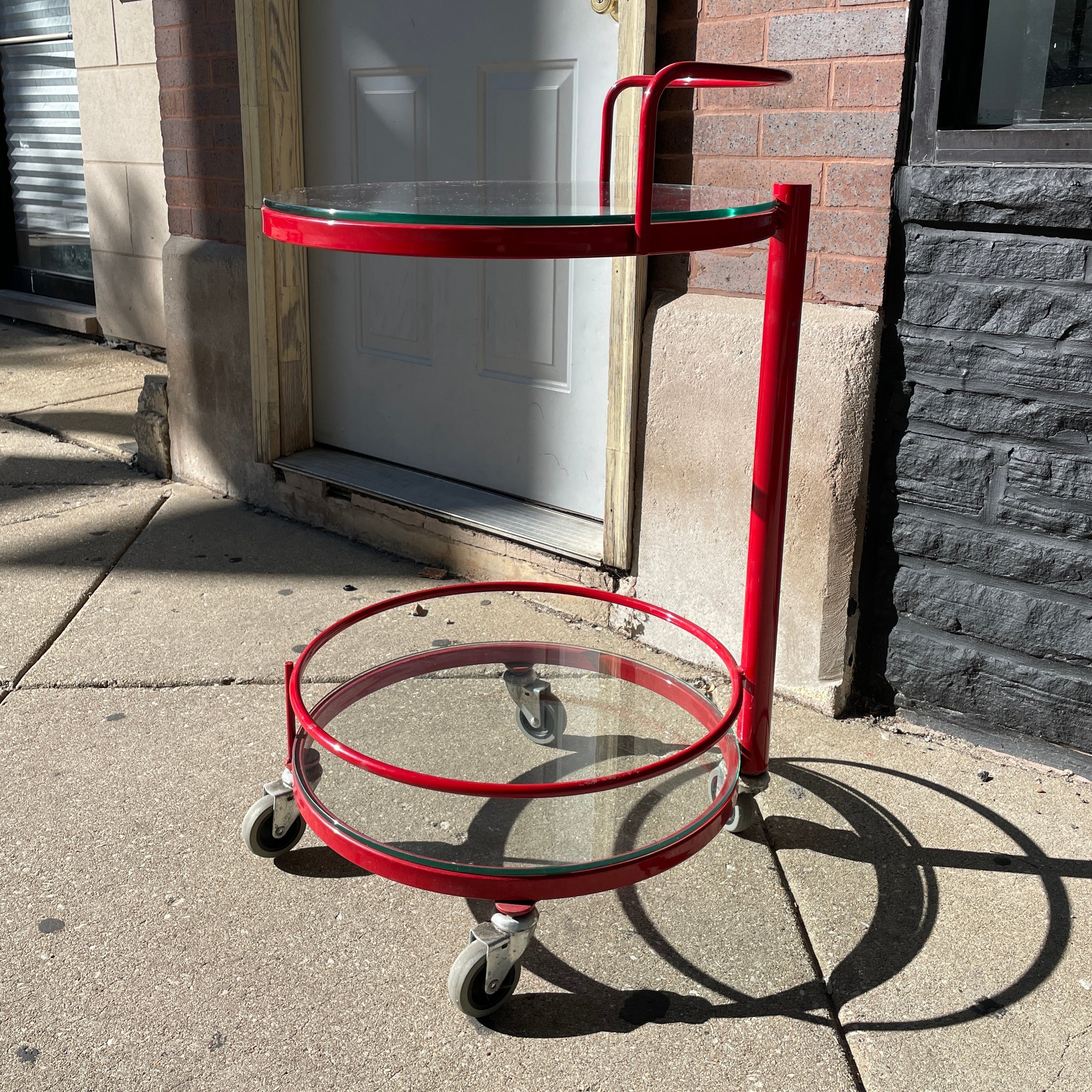 Red Metal Tubular Trolley/Bar Cart